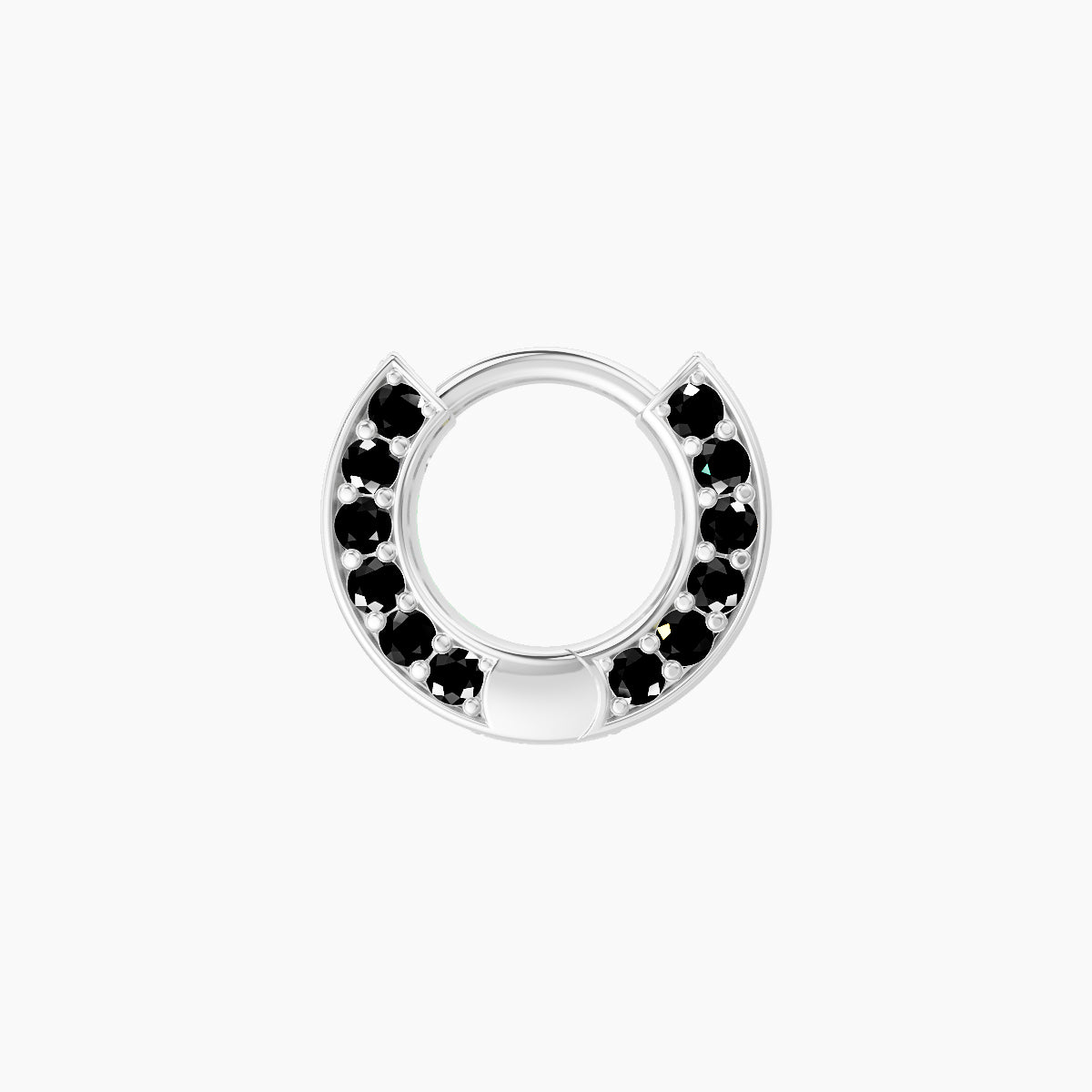 Damia | 18k White Gold 5 mm Black Diamond Hoop Piercing