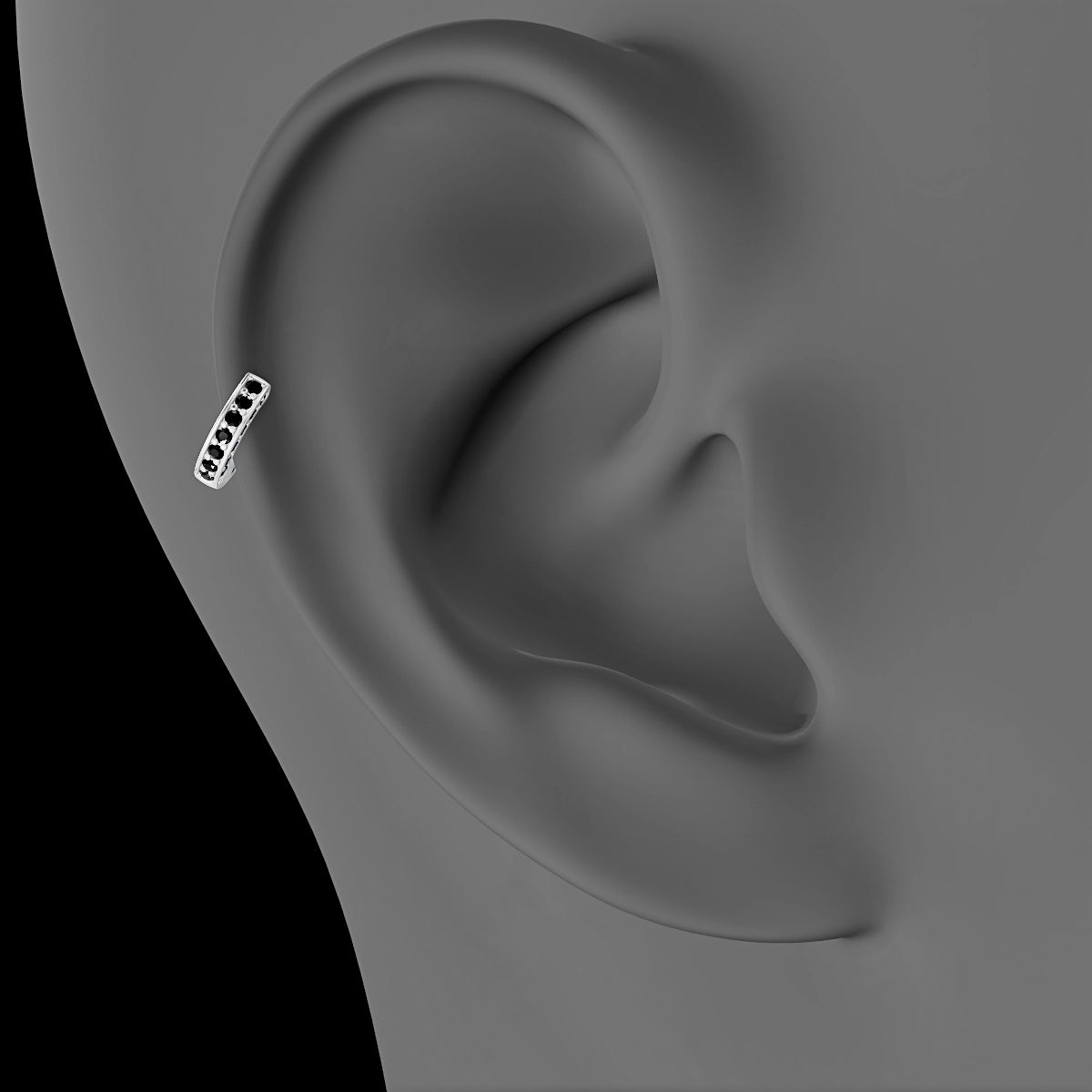Damia | 18k White Gold 5 mm Black Diamond Hoop Piercing