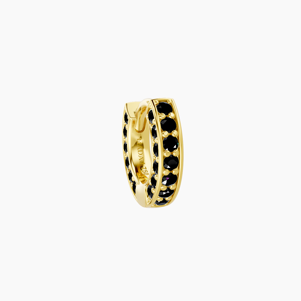 Damia | 18k Yellow Gold 5 mm Black Diamond Hoop Piercing
