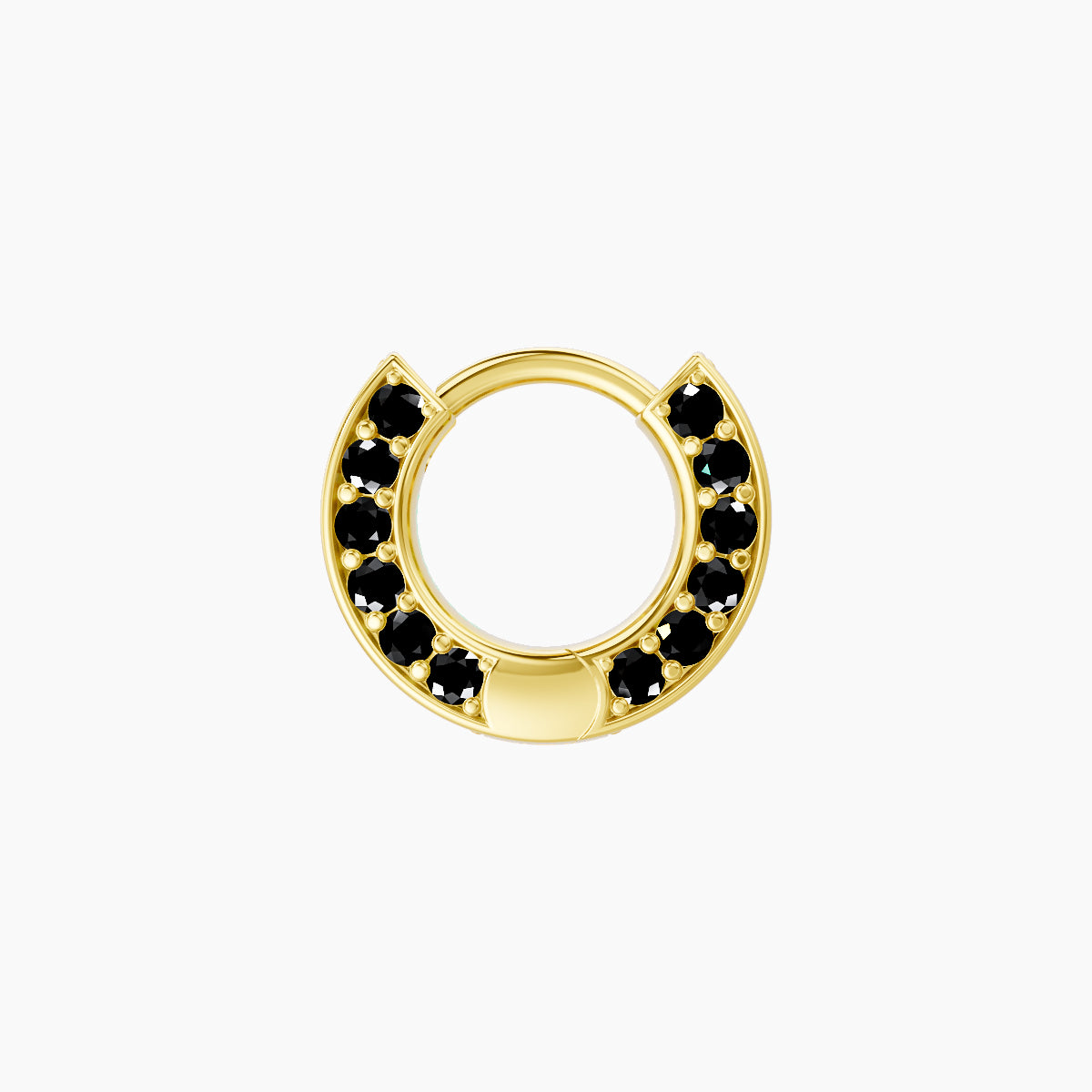 Damia | 18k Yellow Gold 5 mm Black Diamond Hoop Piercing