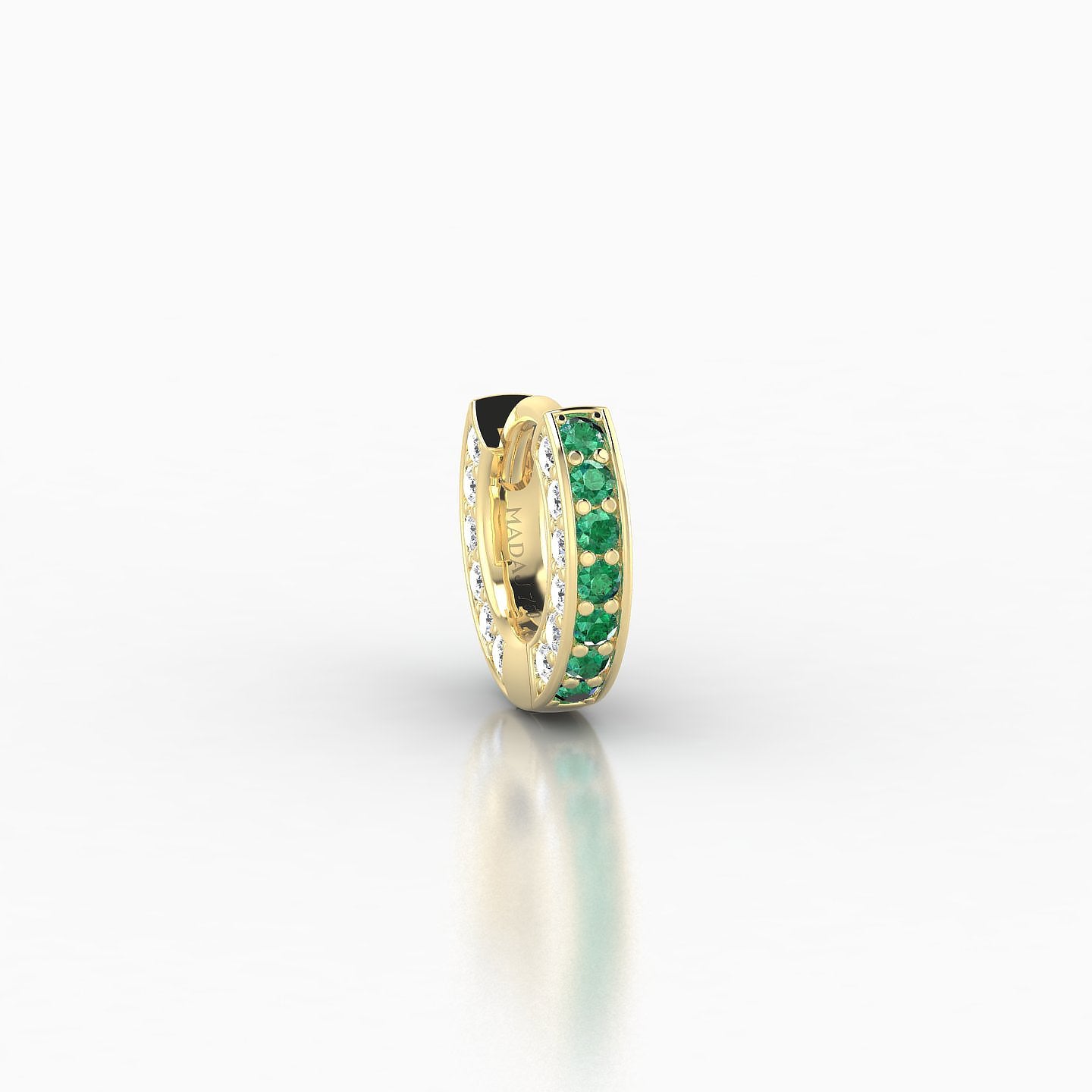 Damia | 18k Yellow Gold 5 mm Emerald & Diamond Hoop Piercing