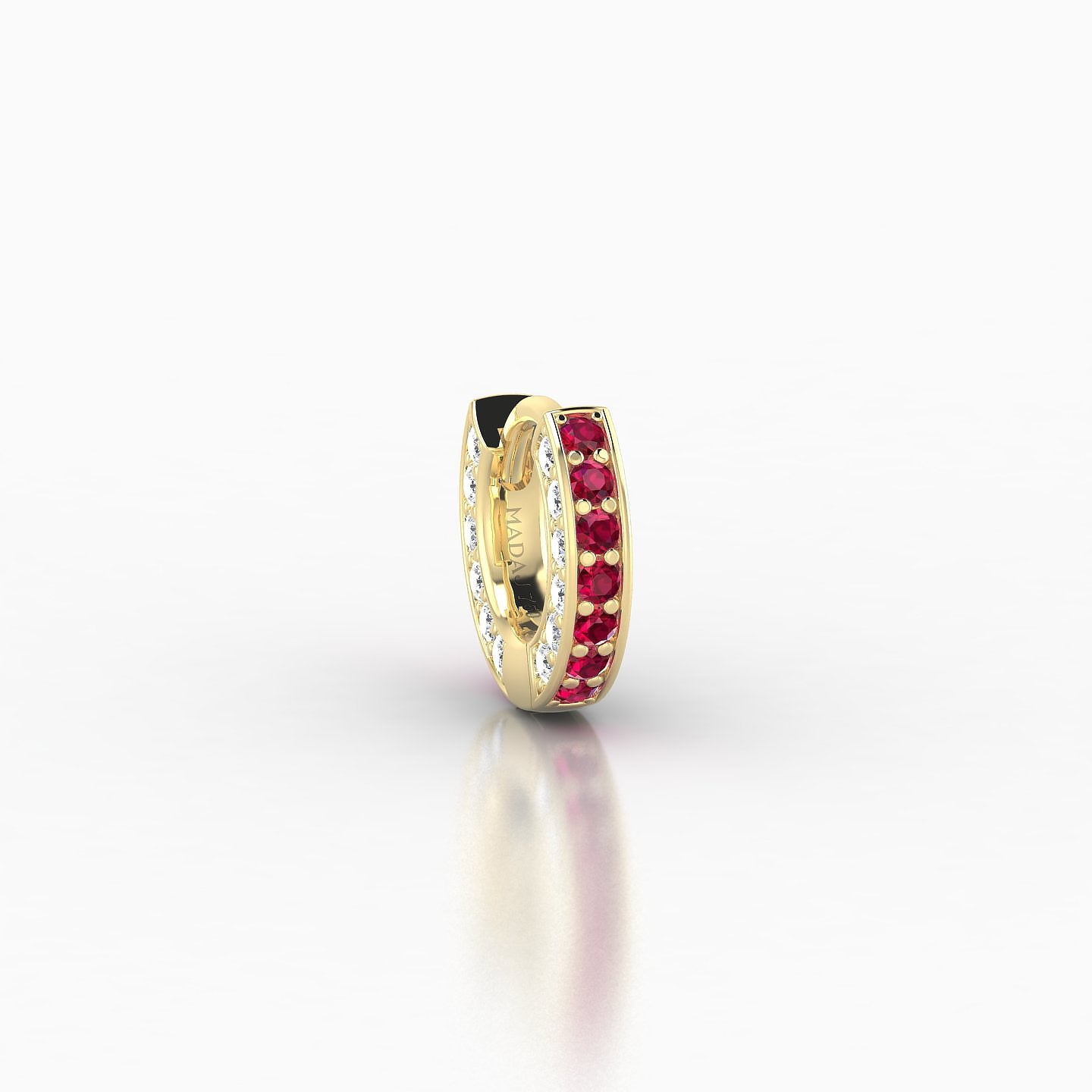 Damia | 18k Yellow Gold 5 mm Ruby & Diamond Hoop Piercing