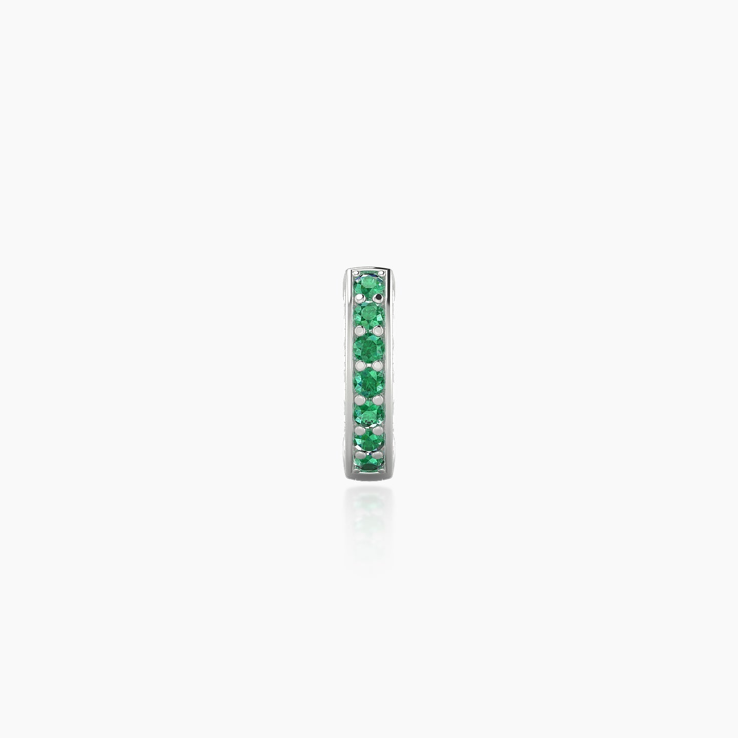 Damia | 18k White Gold 5 mm Emerald & Diamond Hoop Piercing