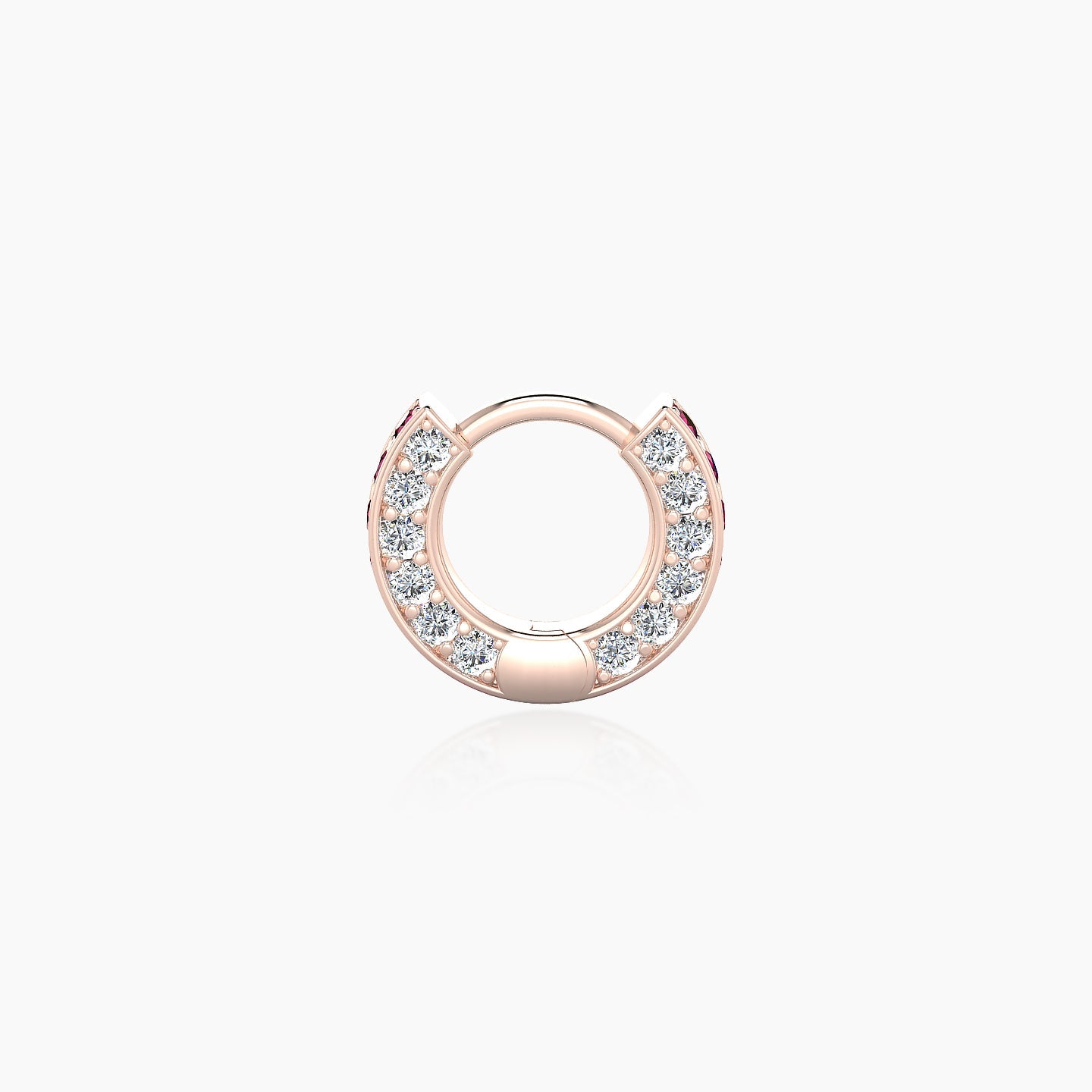 Damia | 18k Rose Gold 5 mm Ruby & Diamond Hoop Piercing