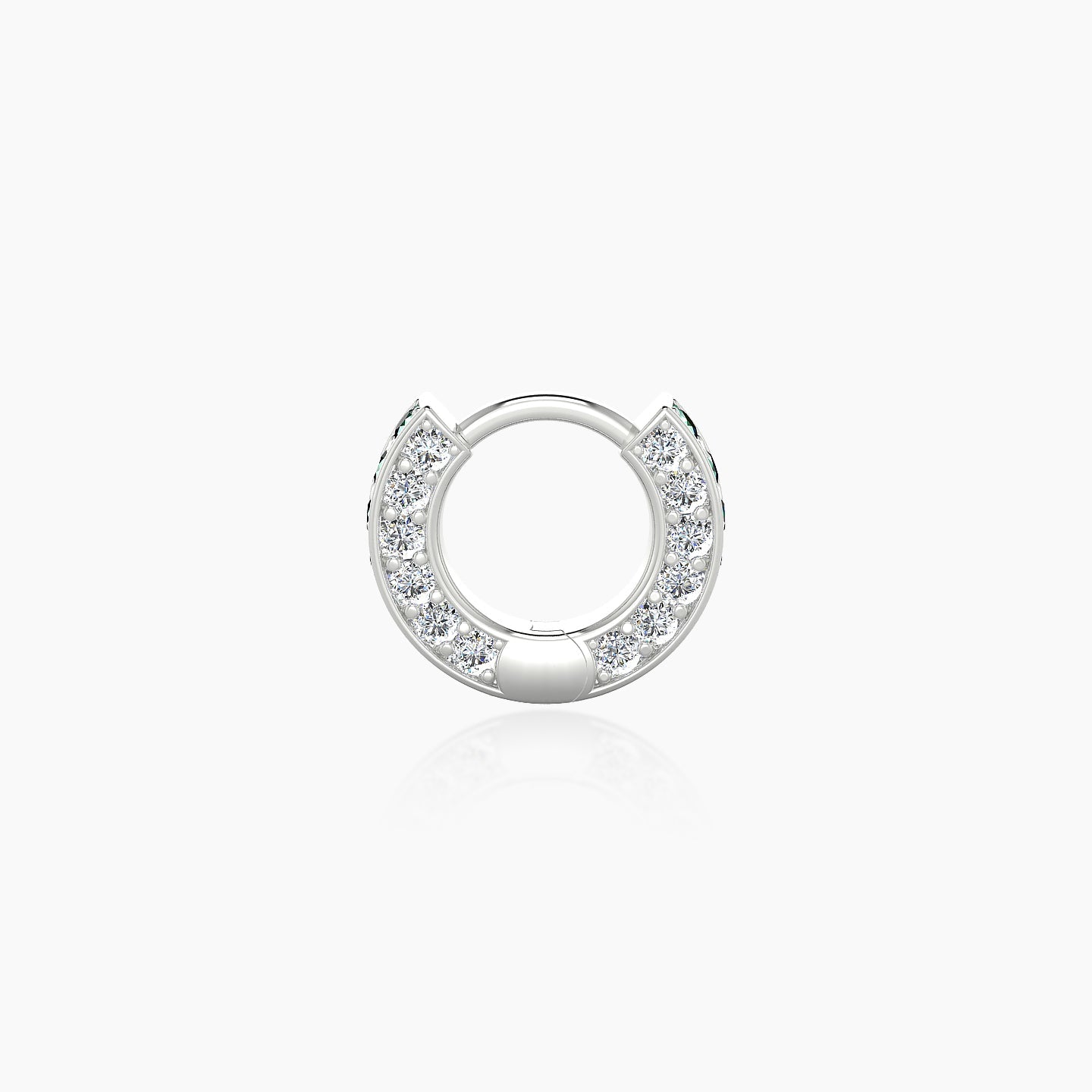 Damia | 18k White Gold 5 mm Emerald & Diamond Hoop Piercing