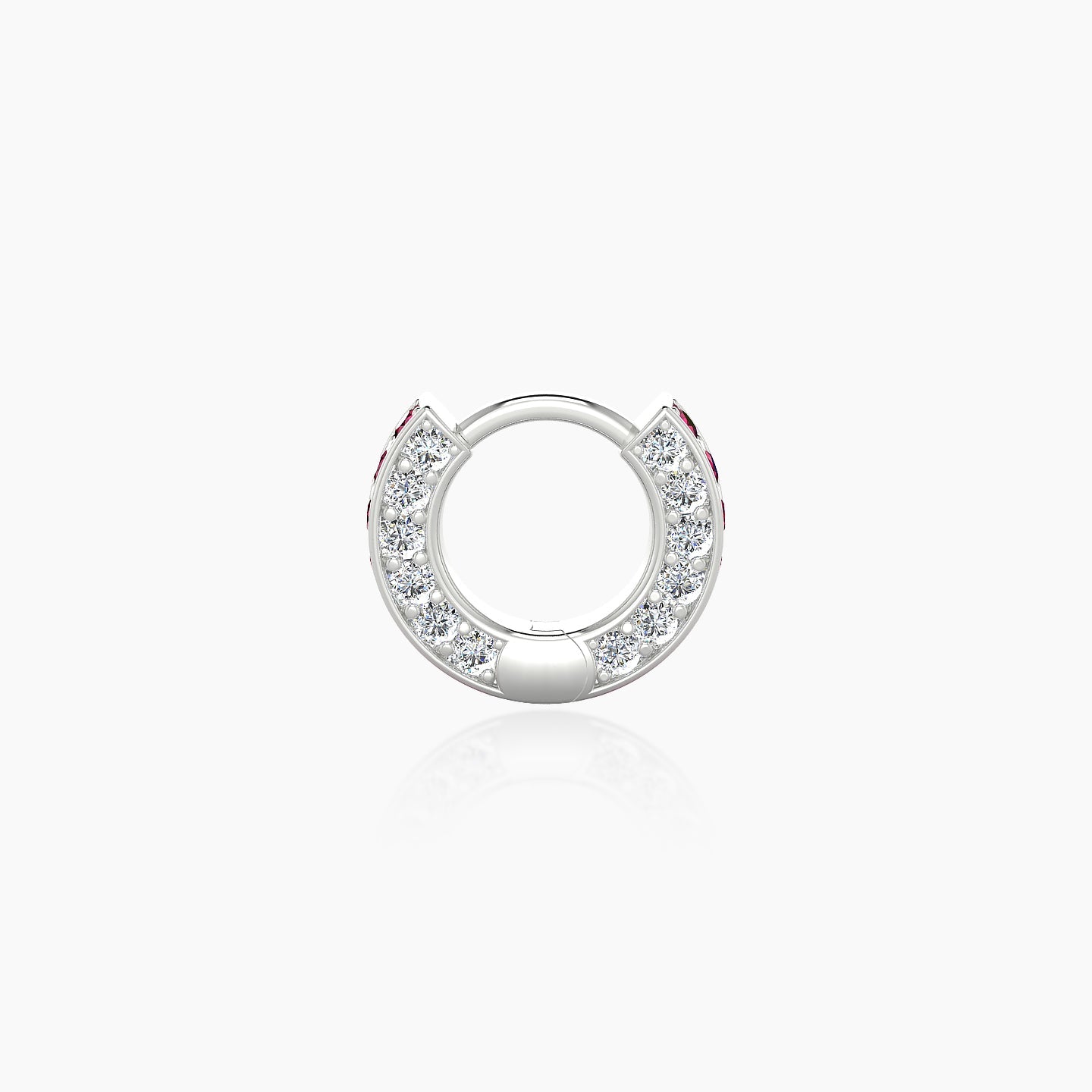 Damia | 18k White Gold 5 mm Ruby & Diamond Hoop Piercing