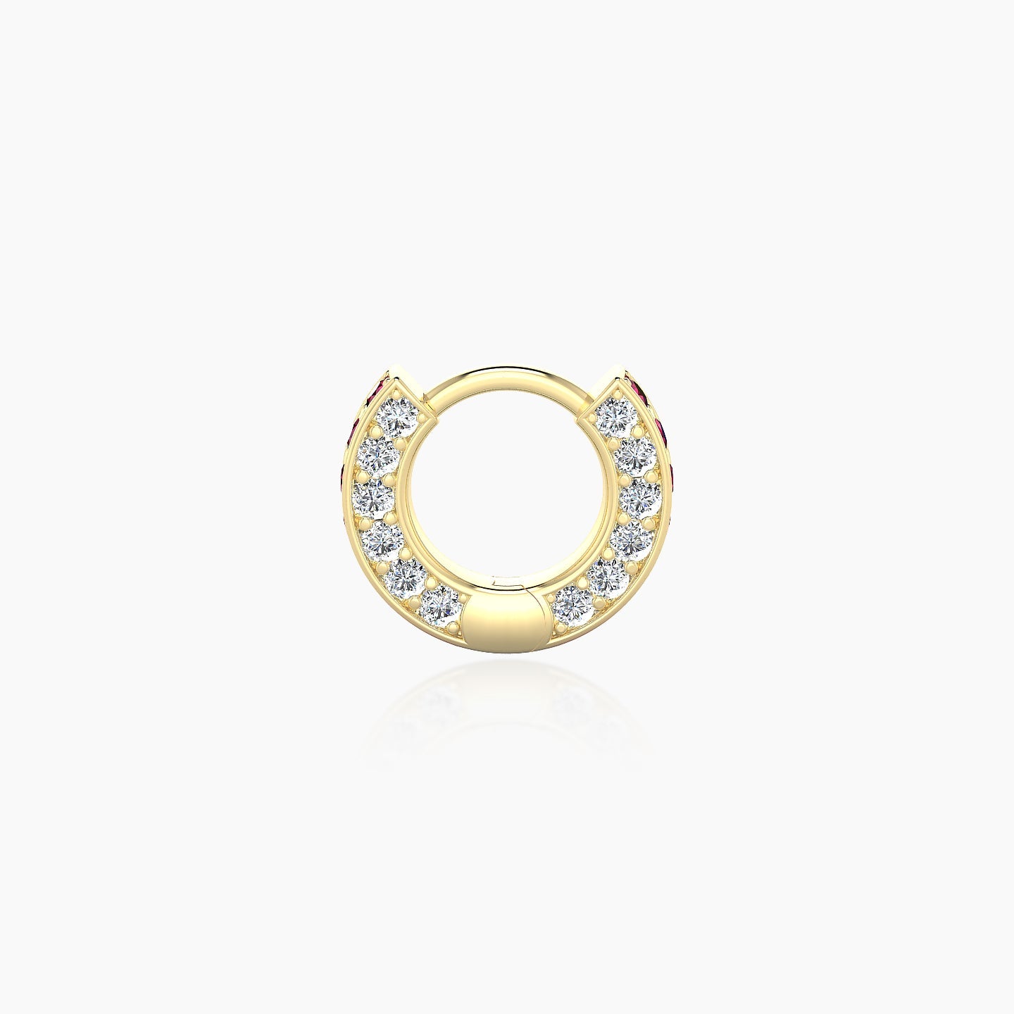 Damia | 18k Yellow Gold 5 mm Ruby & Diamond Hoop Piercing