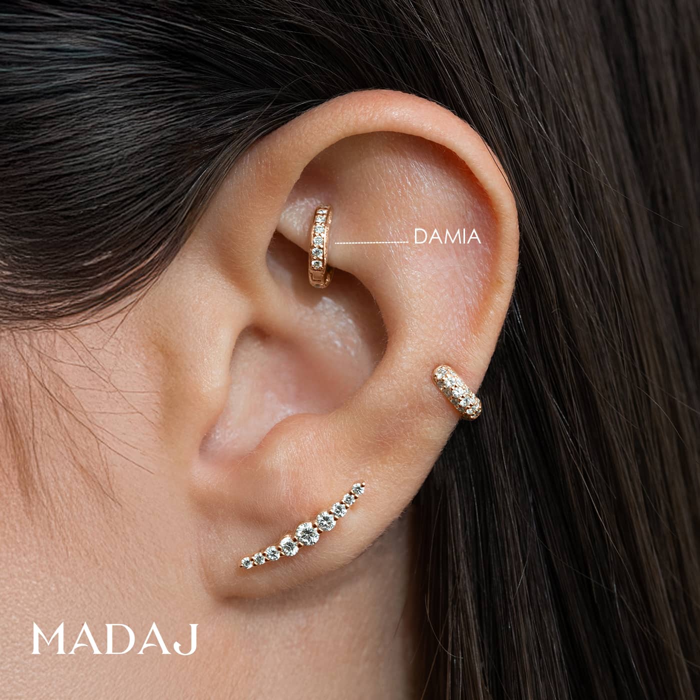 Damia | 18k White Gold 6.5 mm Diamond Hoop Piercing