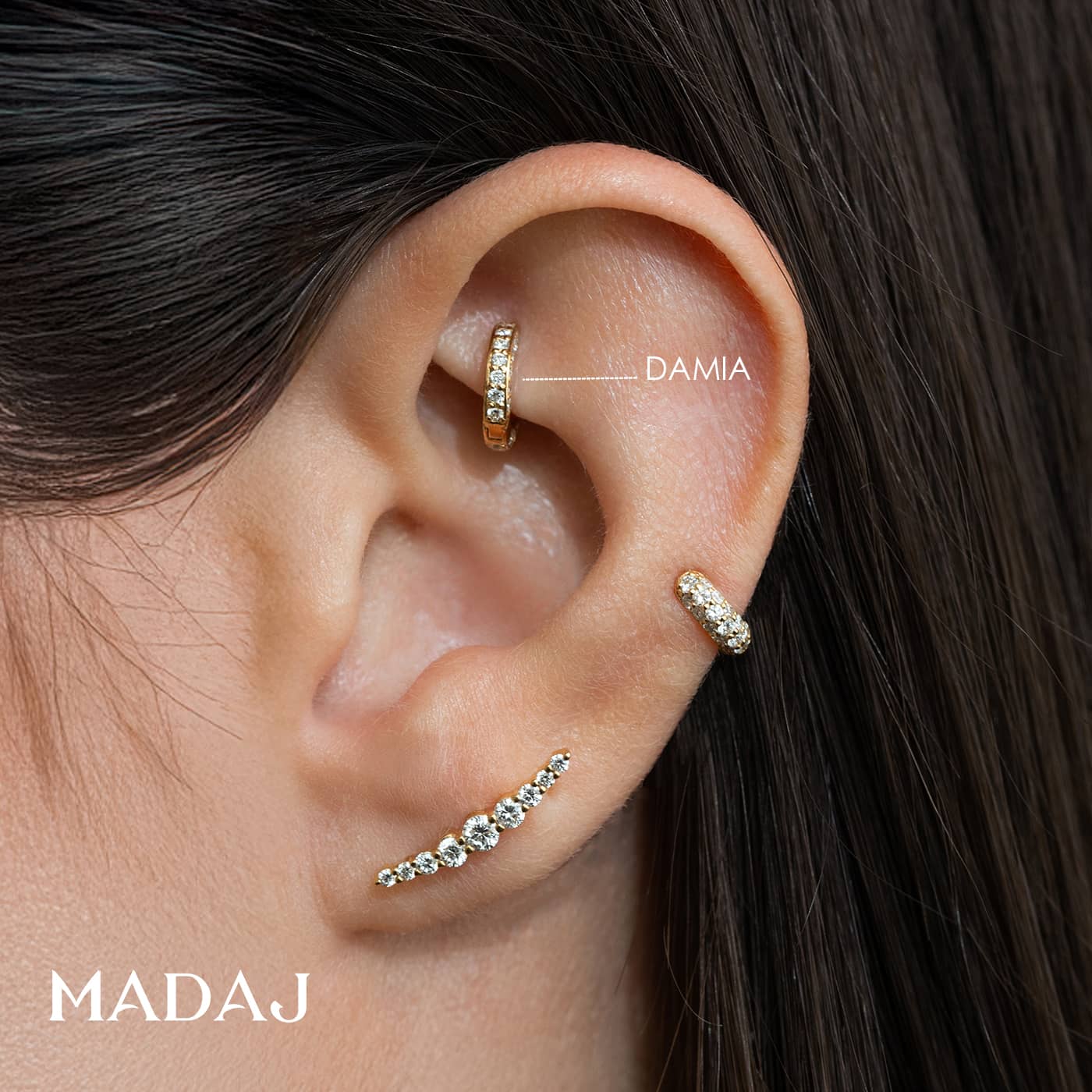 Damia | 18k Rose Gold 5 mm Diamond Hoop Piercing