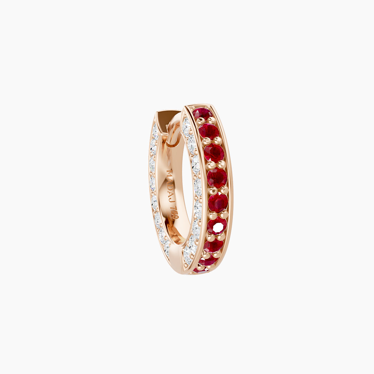 Damia | 18k Rose Gold 6.5 mm Ruby & Diamond Hoop Piercing