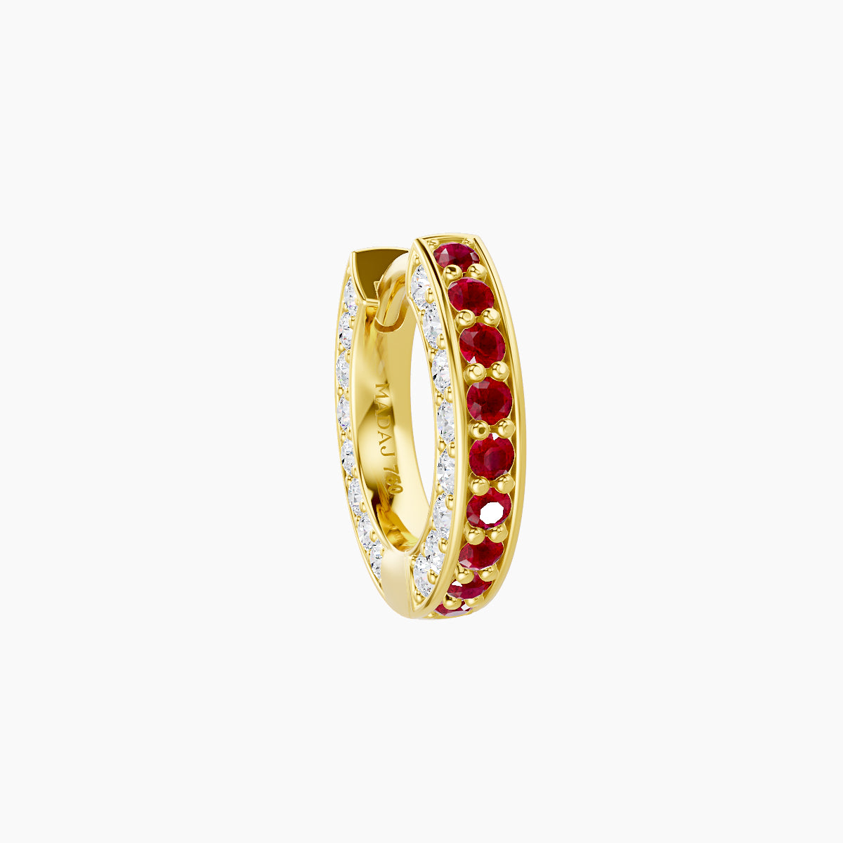Damia | 18k Yellow Gold 6.5 mm Ruby & Diamond Hoop Piercing