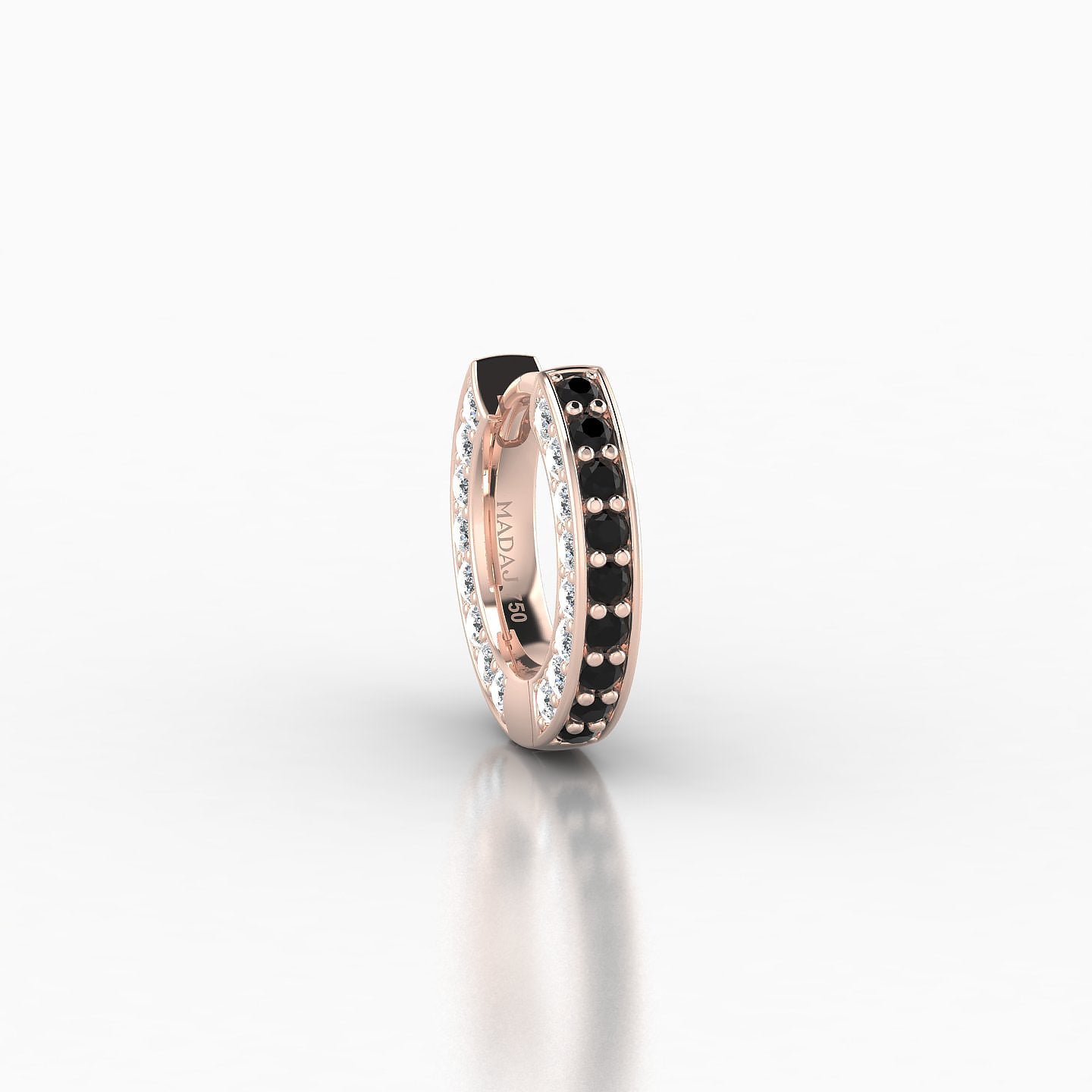 Damia | 18k Rose Gold 6.5 mm Black Diamond & Diamond Hoop Piercing