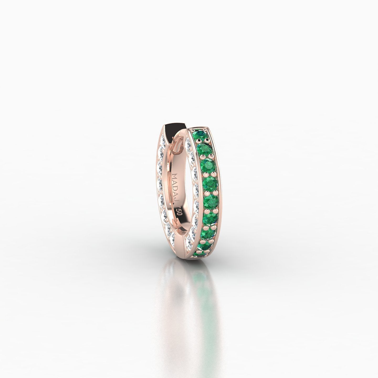 Damia | 18k Rose Gold 6.5 mm Emerald & Diamond Hoop Piercing