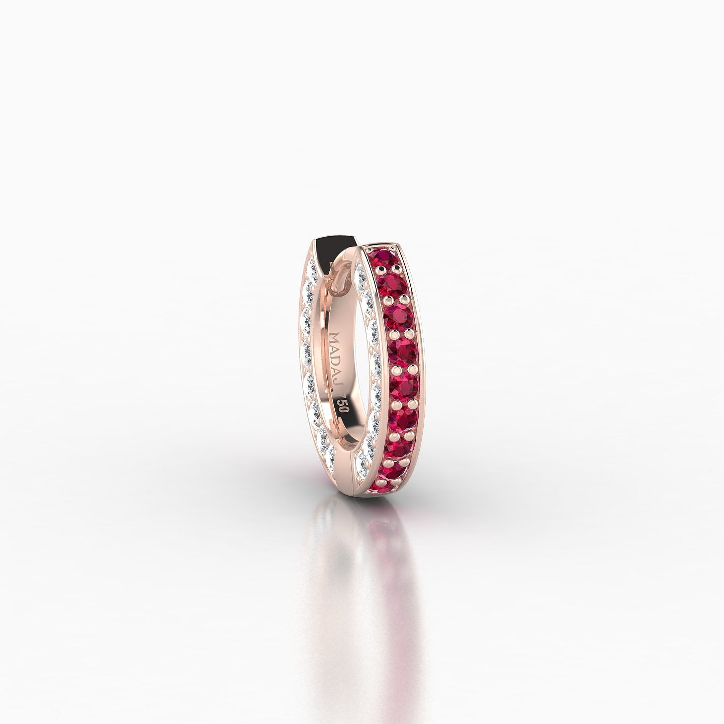 Damia | 18k Rose Gold 6.5 mm Ruby & Diamond Hoop Piercing