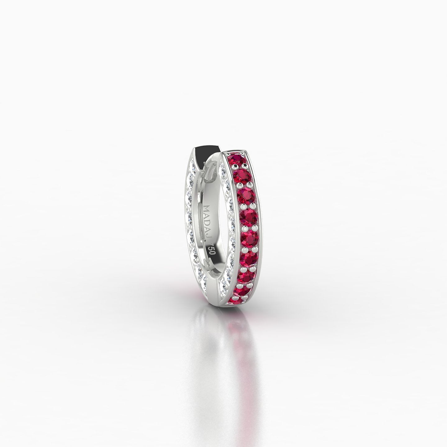 Damia | 18k White Gold 6.5 mm Ruby & Diamond Hoop Piercing