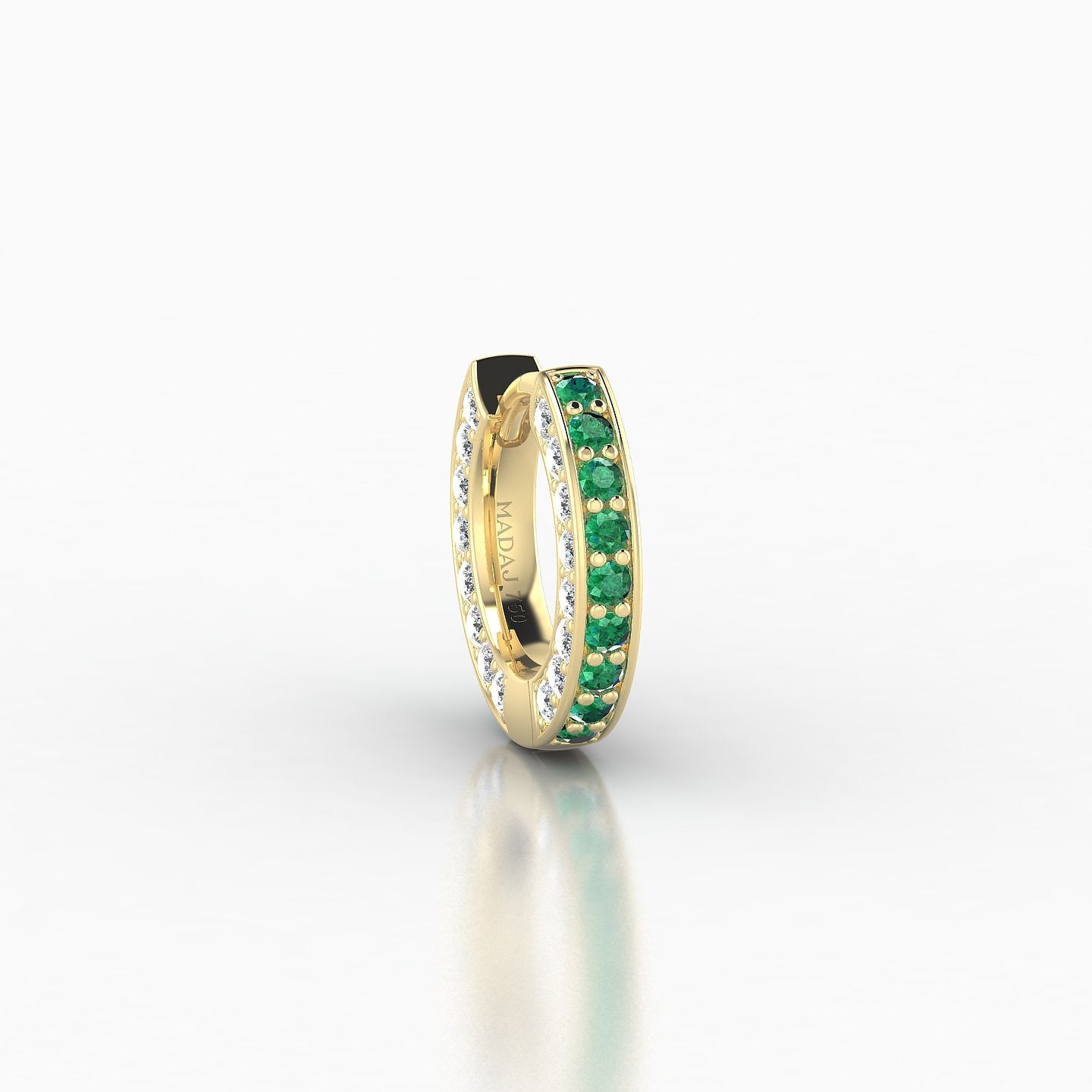 Damia | 18k Yellow Gold 6.5 mm Emerald & Diamond Hoop Piercing