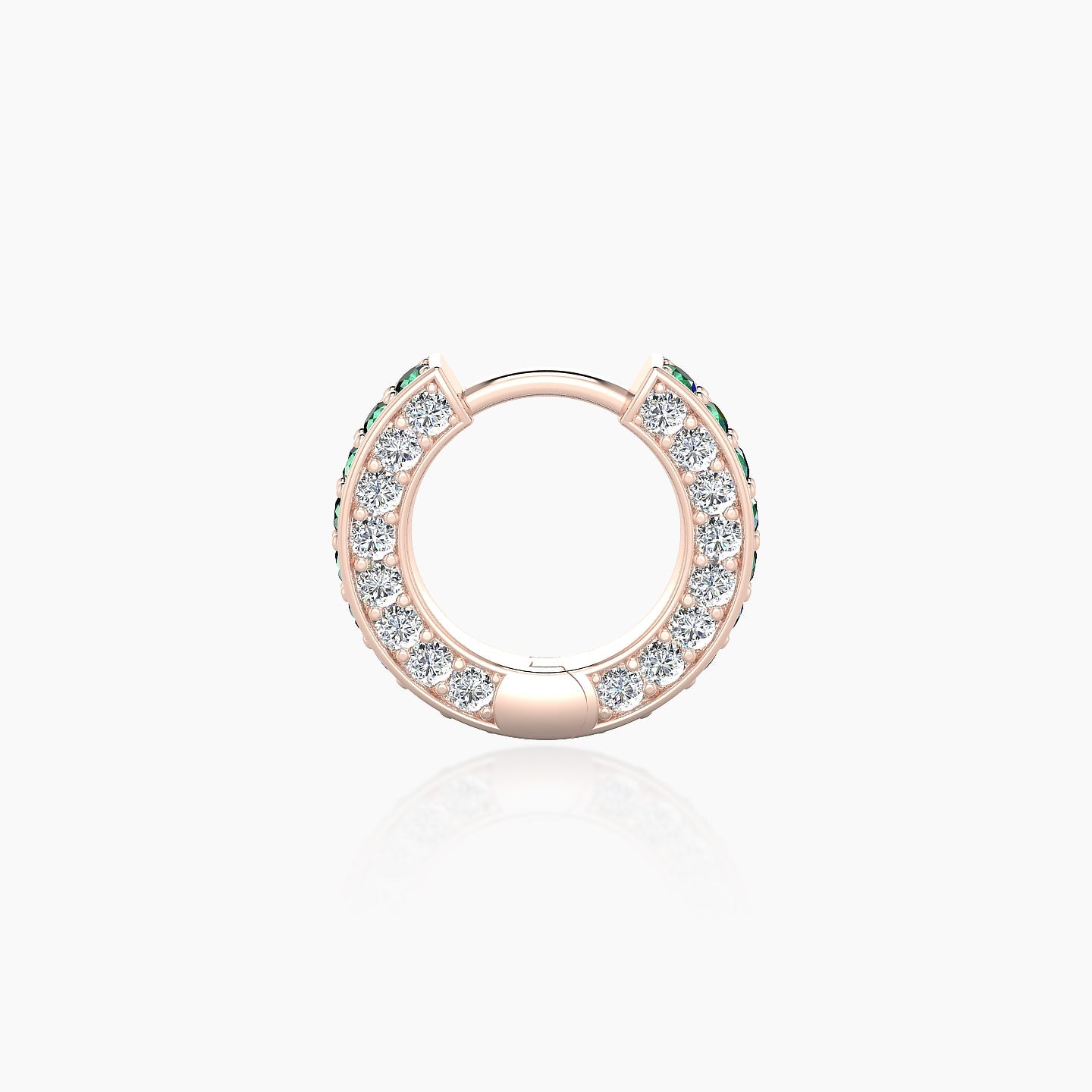 Damia | 18k Rose Gold 6.5 mm Emerald & Diamond Hoop Piercing