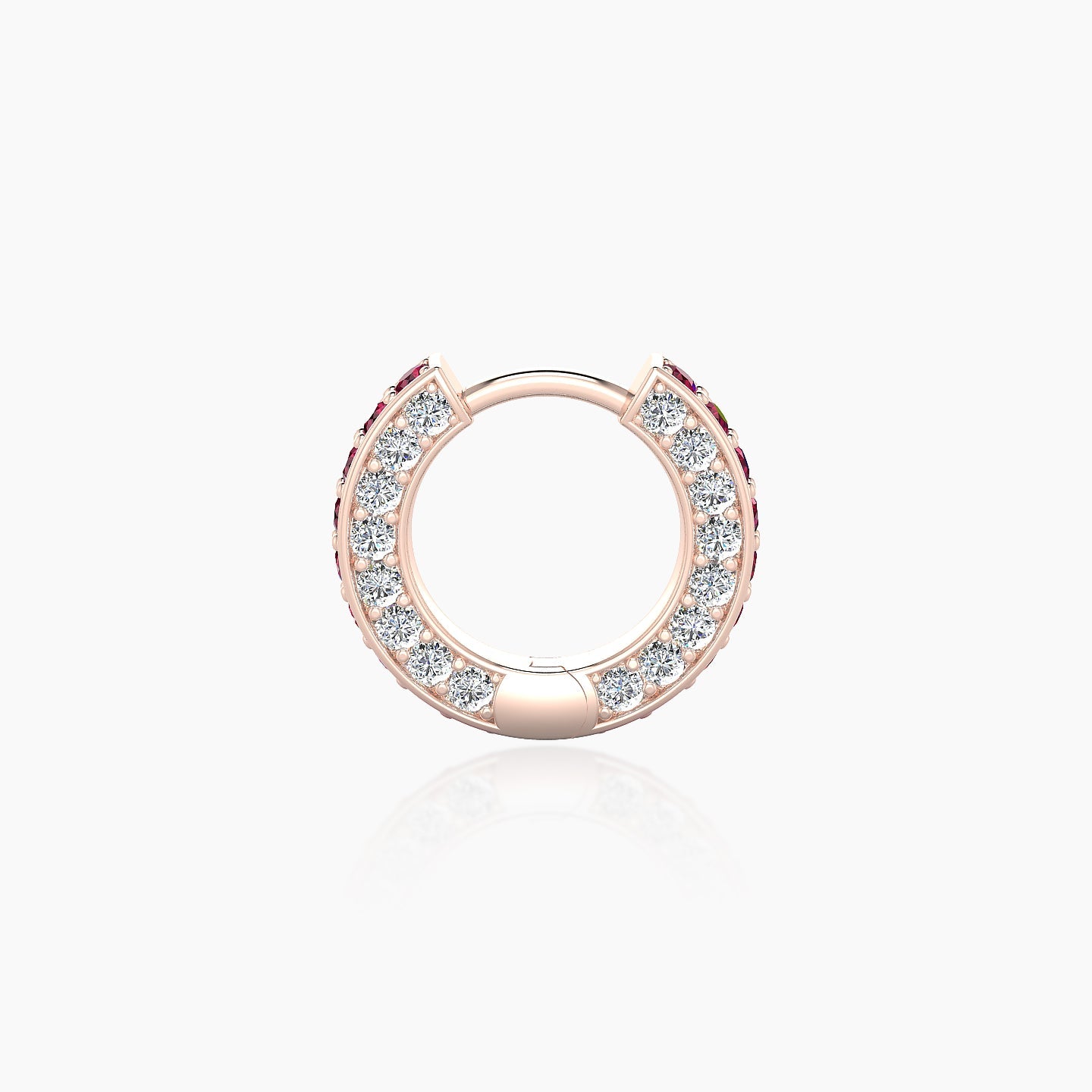 Damia | 18k Rose Gold 6.5 mm Ruby & Diamond Hoop Piercing