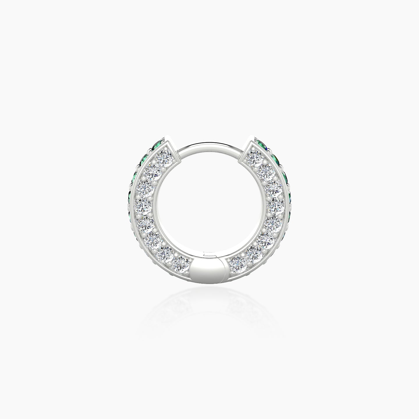 Damia | 18k White Gold 6.5 mm Emerald & Diamond Hoop Piercing