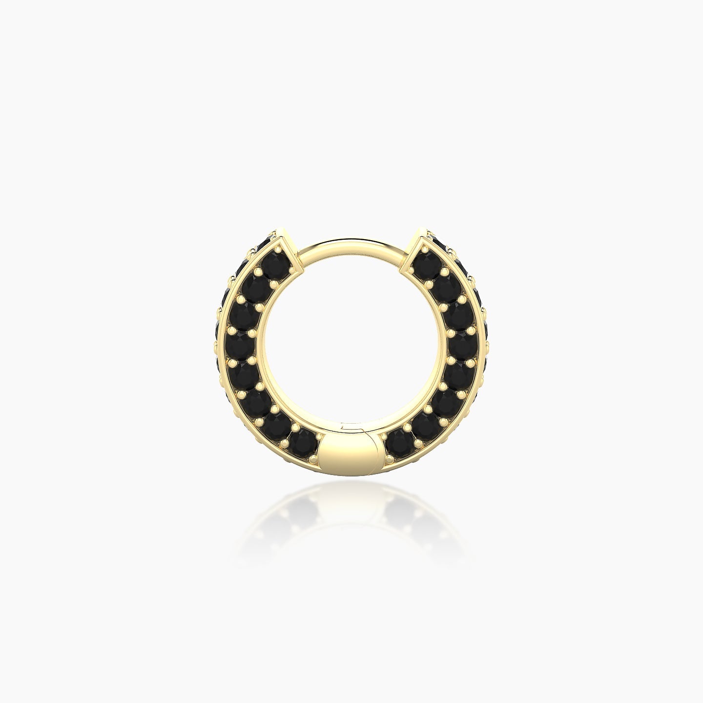 Damia | 18k Yellow Gold 6.5 mm Black Diamond Hoop Piercing