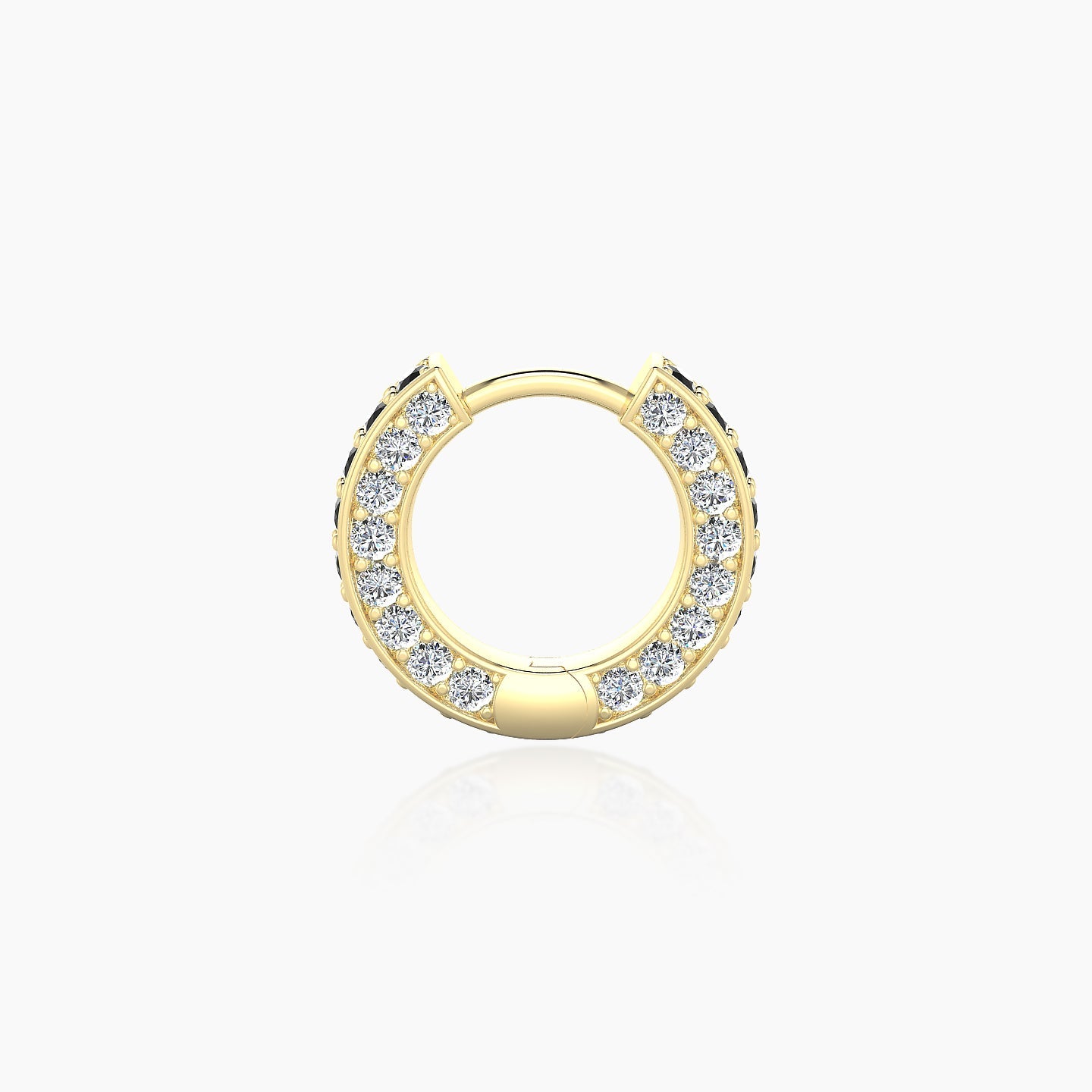 Damia | 18k Yellow Gold 6.5 mm Black Diamond & Diamond Hoop Piercing