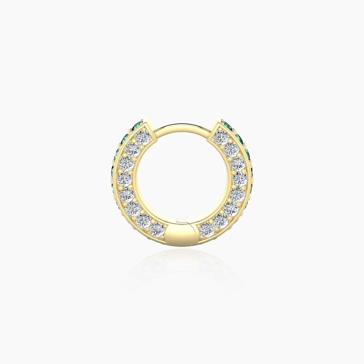 Damia | 18k Yellow Gold 6.5 mm Emerald & Diamond Hoop Piercing