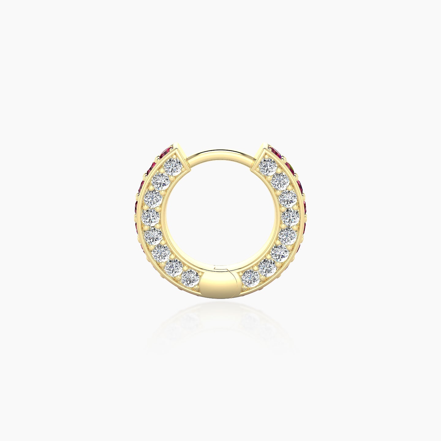 Damia | 18k Yellow Gold 6.5 mm Ruby & Diamond Hoop Piercing