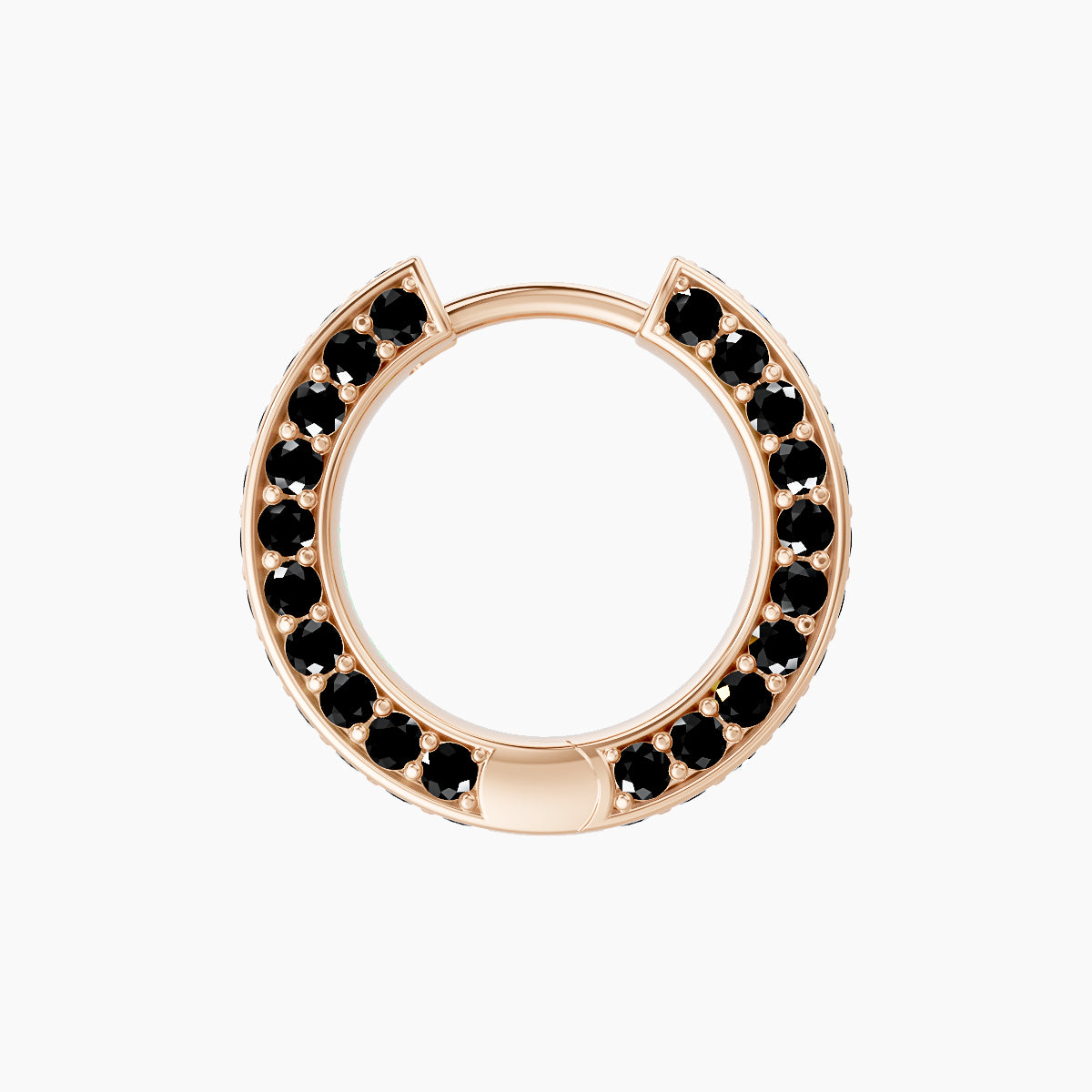 Damia | 18k Rose Gold 8 mm Black Diamond Hoop Piercing