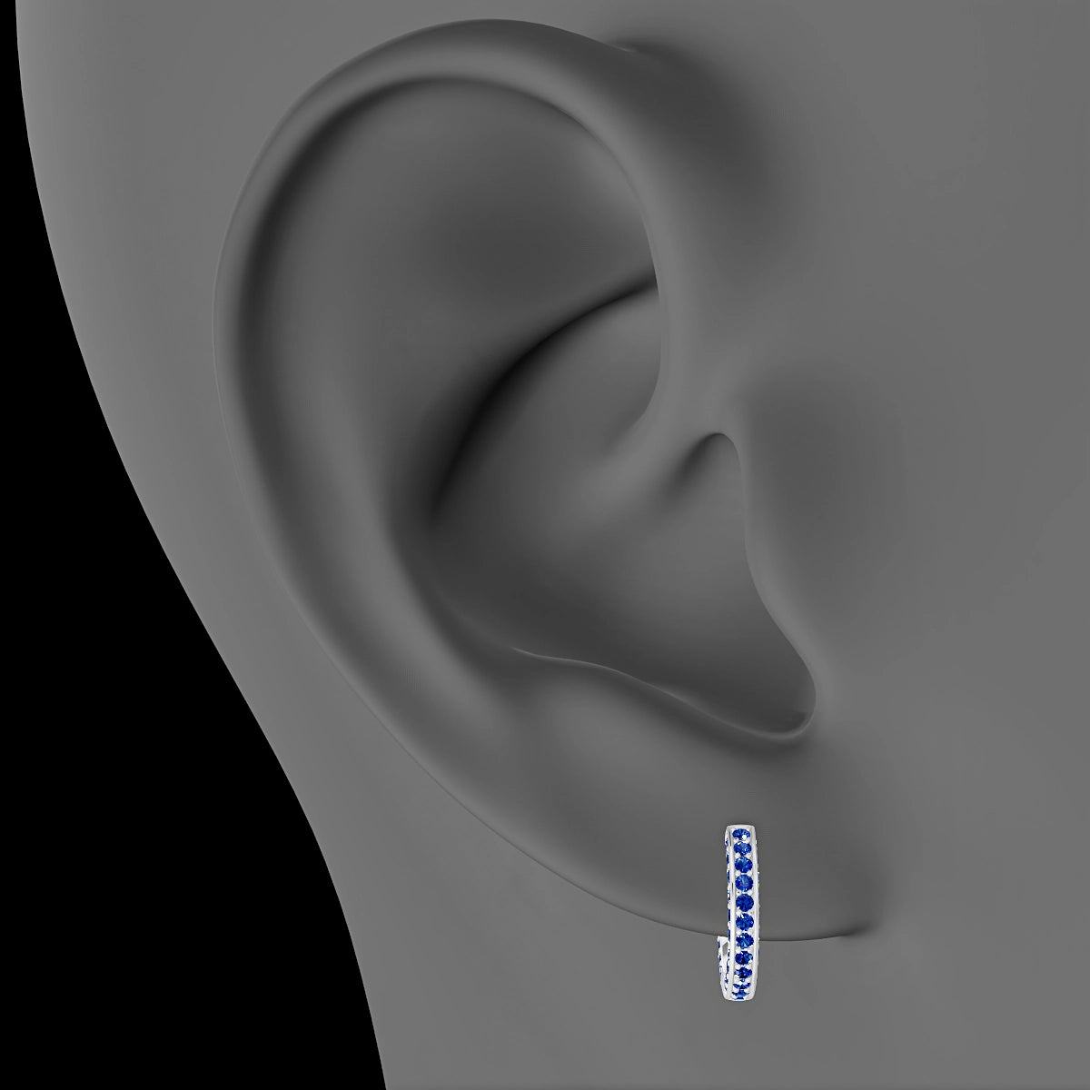 Damia | 18k White Gold 8 mm Sapphire Hoop Piercing