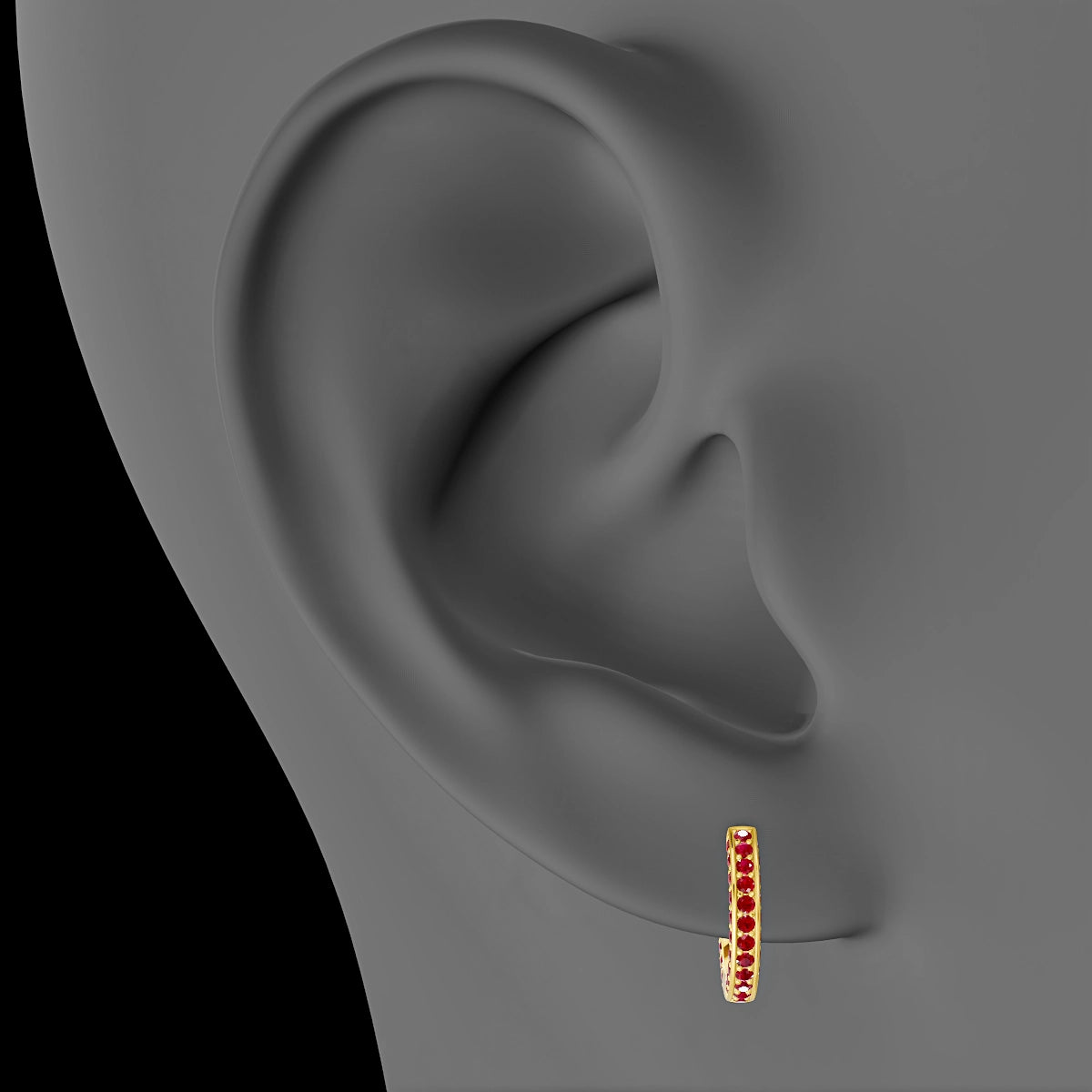 Damia | 18k Yellow Gold 8 mm Ruby Hoop Piercing