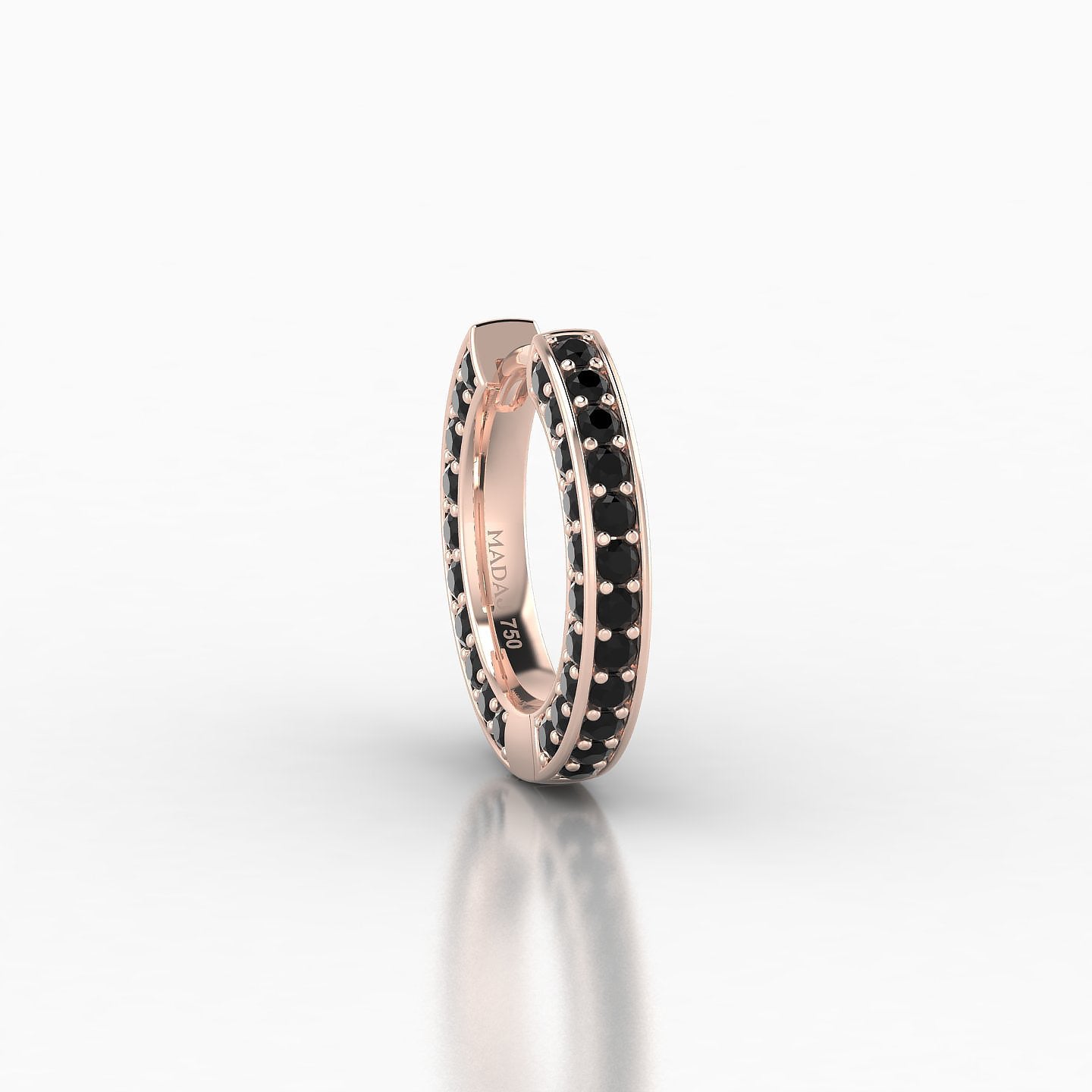 Damia | 18k Rose Gold 8 mm Black Diamond Hoop Piercing