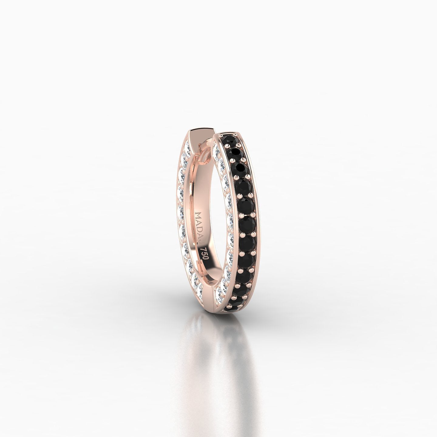 Damia | 18k Rose Gold 8 mm Black Diamond & Diamond Hoop Piercing