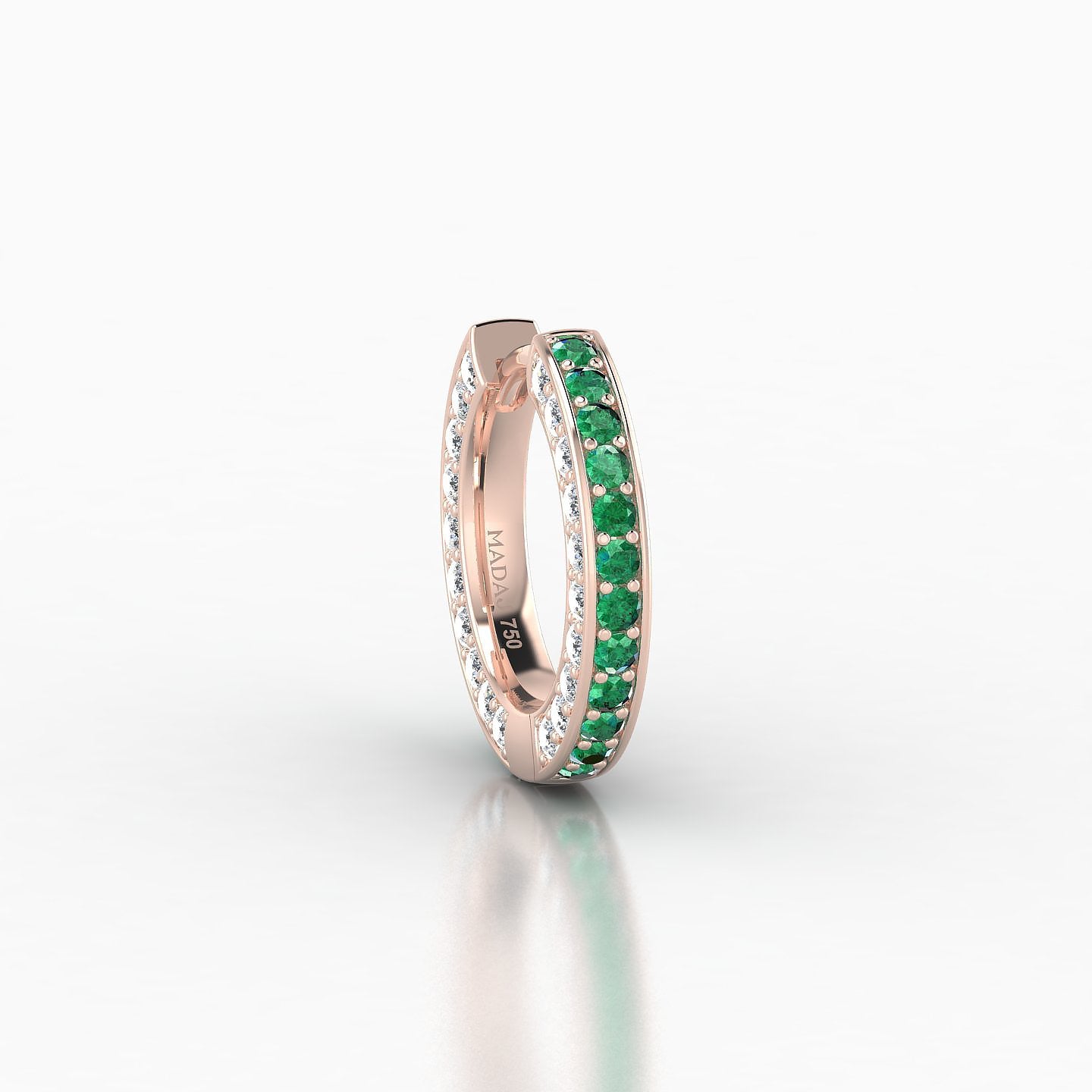 Damia | 18k Rose Gold 8 mm Emerald & Diamond Hoop Piercing