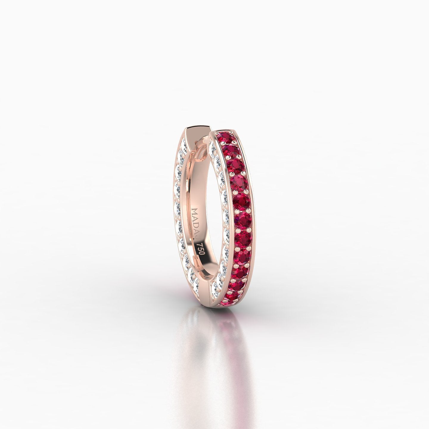 Damia | 18k Rose Gold 8 mm Ruby & Diamond Hoop Piercing