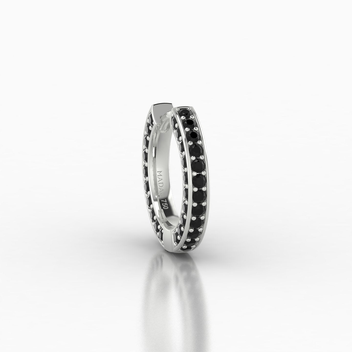 Damia | 18k White Gold 8 mm Black Diamond Hoop Piercing