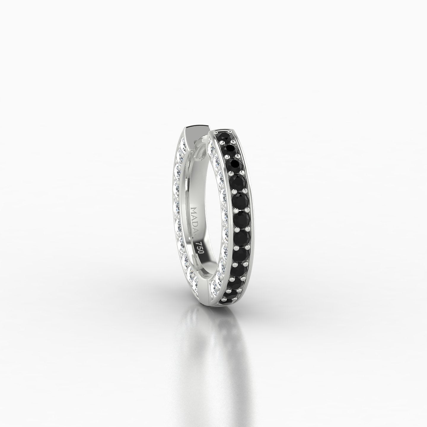 Damia | 18k White Gold 8 mm Black Diamond & Diamond Hoop Piercing