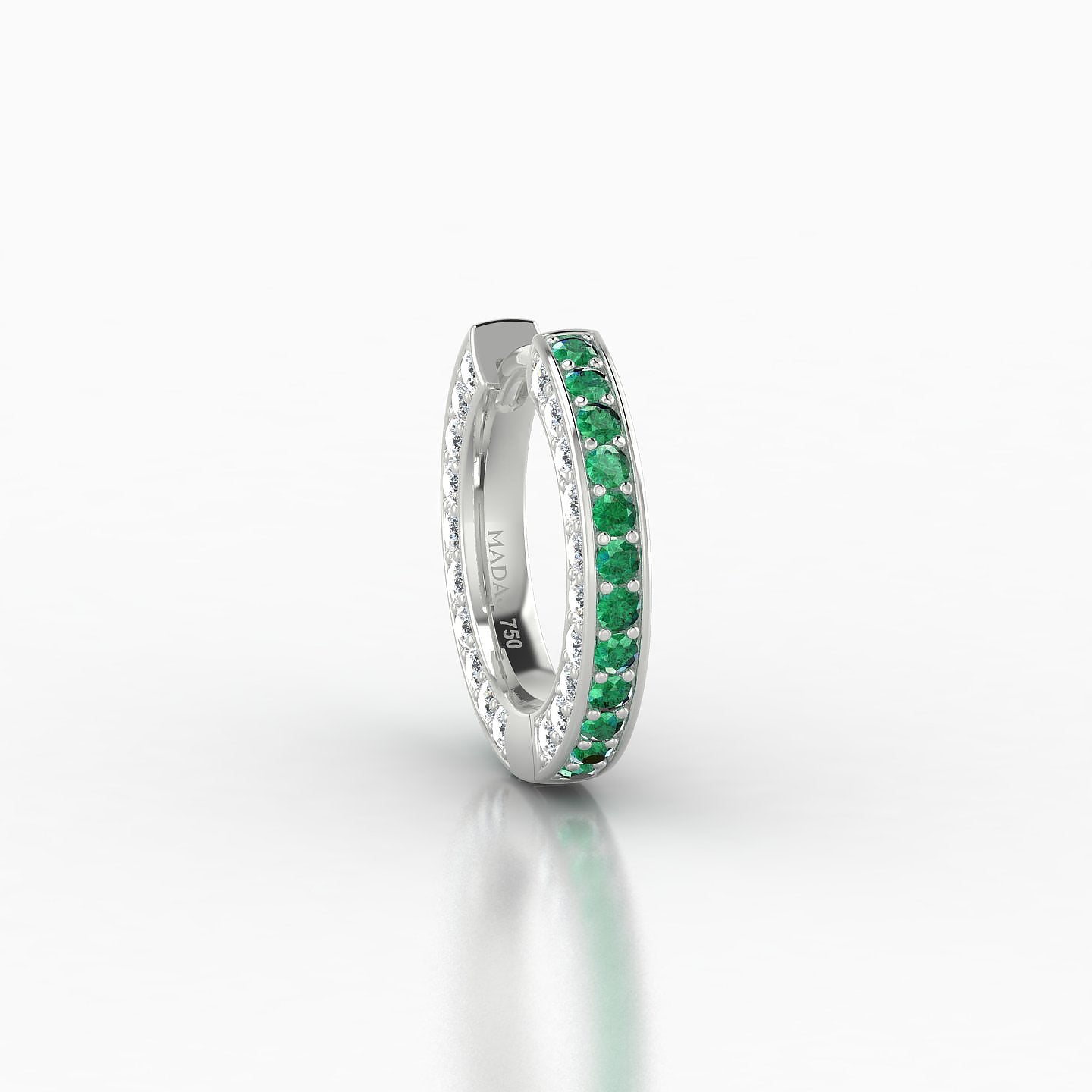 Damia | 18k White Gold 8 mm Emerald & Diamond Hoop Piercing