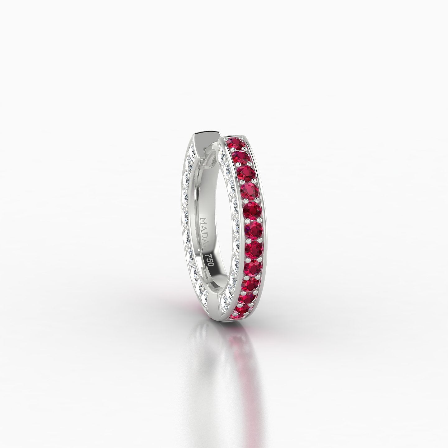 Damia | 18k White Gold 8 mm Ruby & Diamond Hoop Piercing