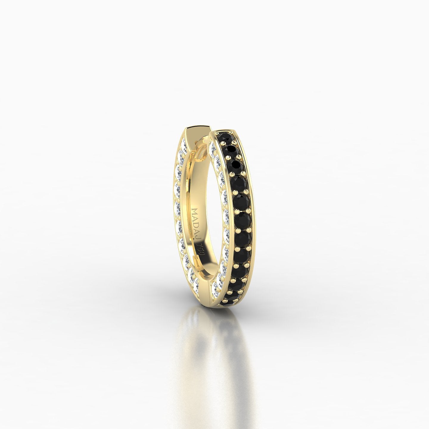 Damia | 18k Yellow Gold 8 mm Black Diamond & Diamond Hoop Piercing