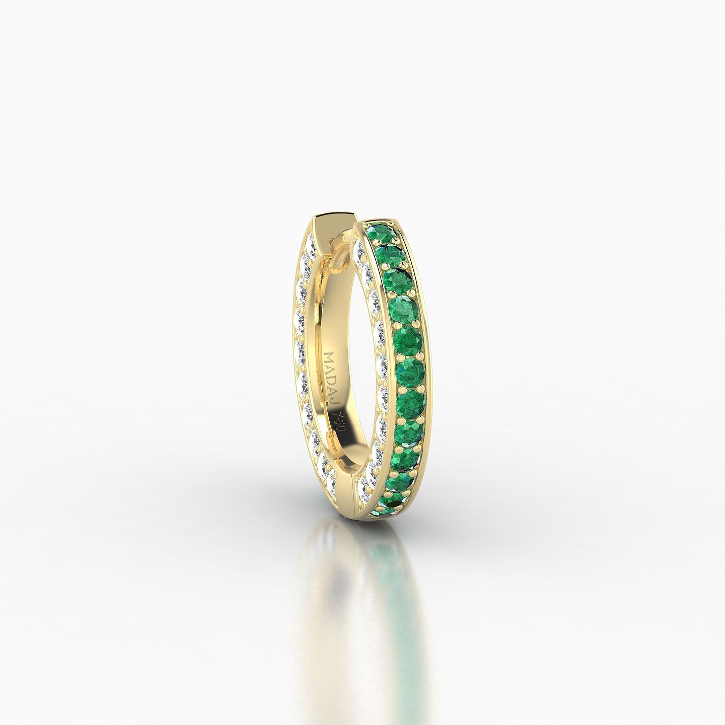 Damia | 18k Yellow Gold 8 mm Emerald & Diamond Hoop Piercing