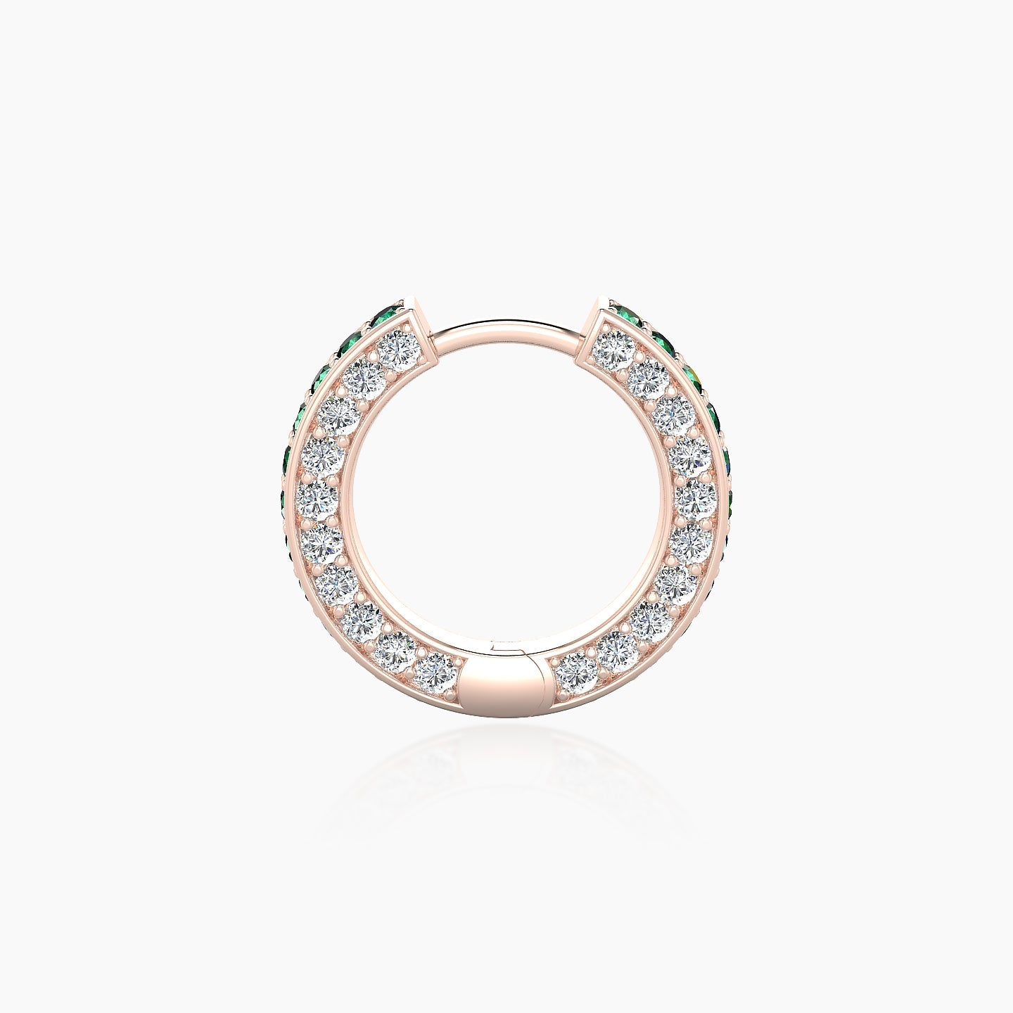 Damia | 18k Rose Gold 8 mm Emerald & Diamond Hoop Piercing