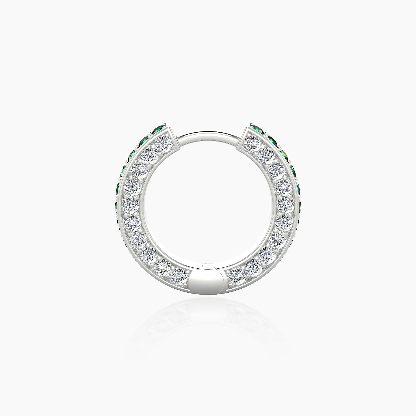 Damia | 18k White Gold 8 mm Emerald & Diamond Hoop Piercing