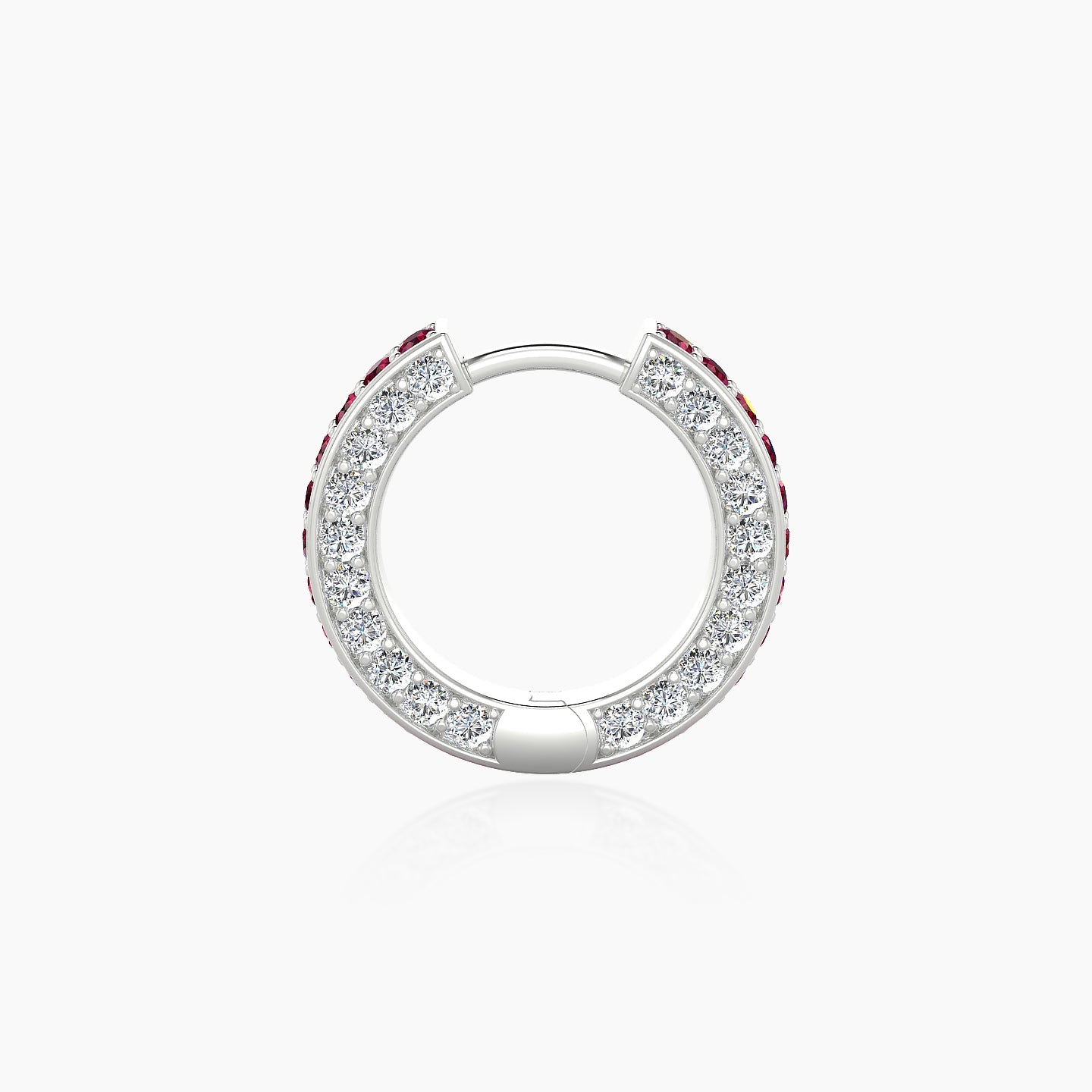 Damia | 18k White Gold 8 mm Ruby & Diamond Hoop Piercing