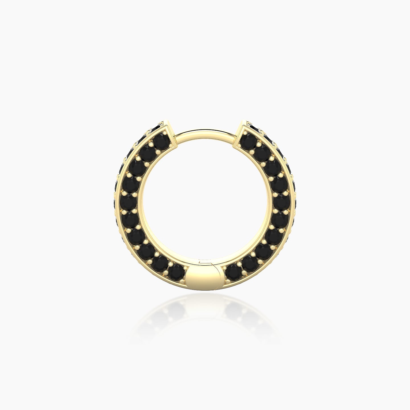 Damia | 18k Yellow Gold 8 mm Black Diamond Hoop Piercing