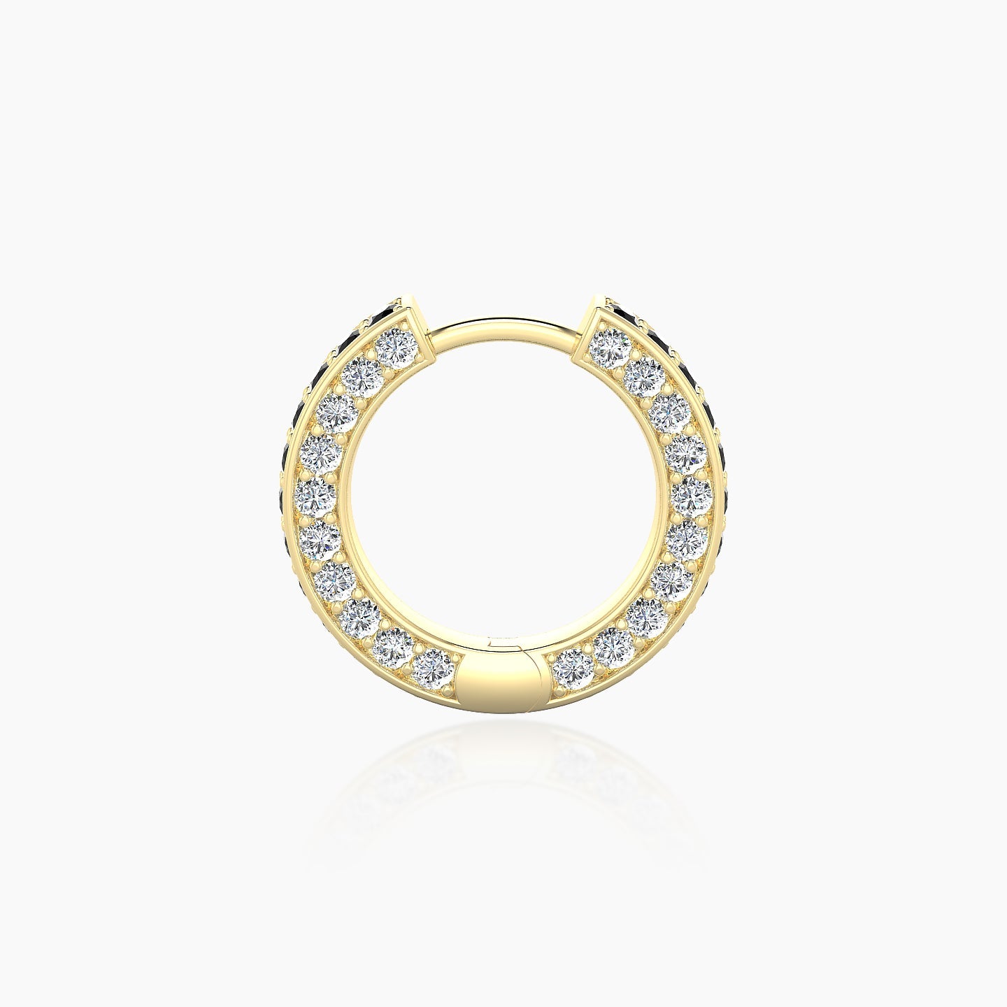 Damia | 18k Yellow Gold 8 mm Black Diamond & Diamond Hoop Piercing