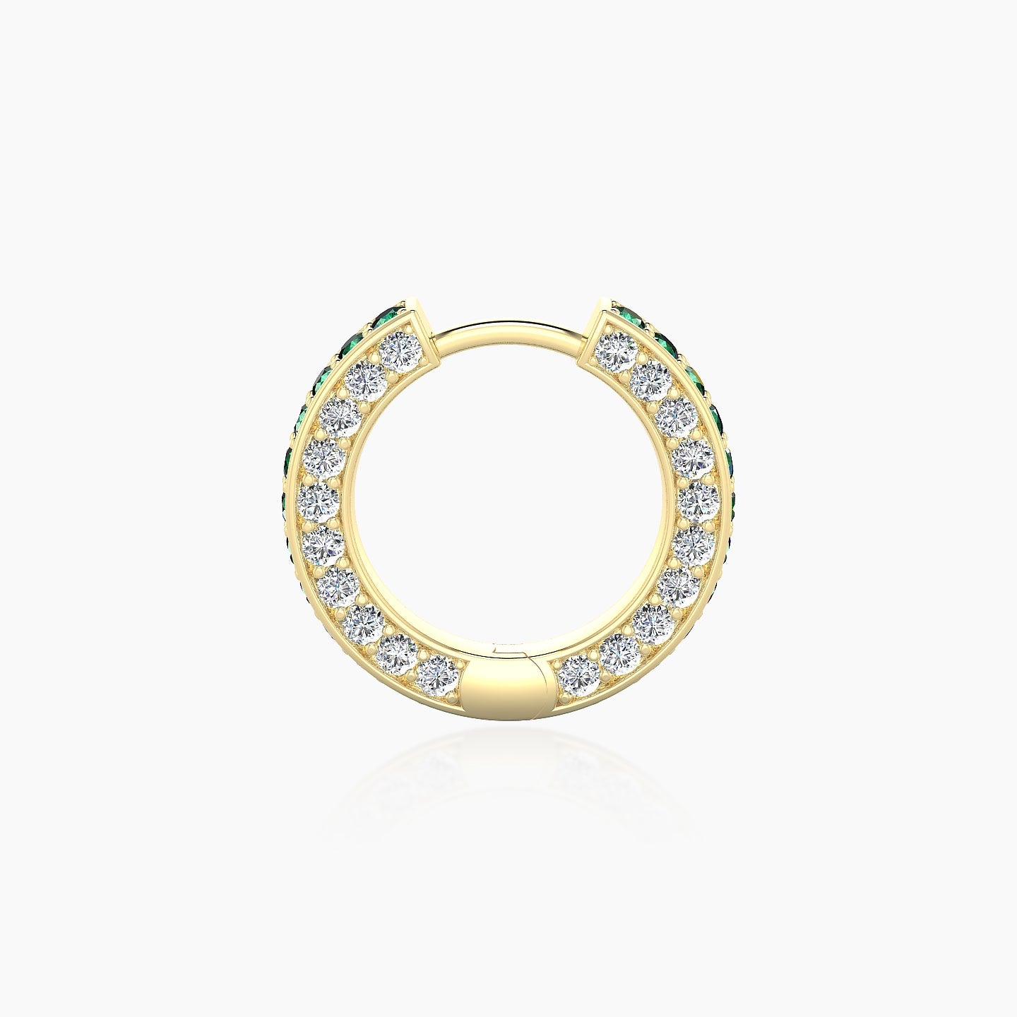 Damia | 18k Yellow Gold 8 mm Emerald & Diamond Hoop Piercing