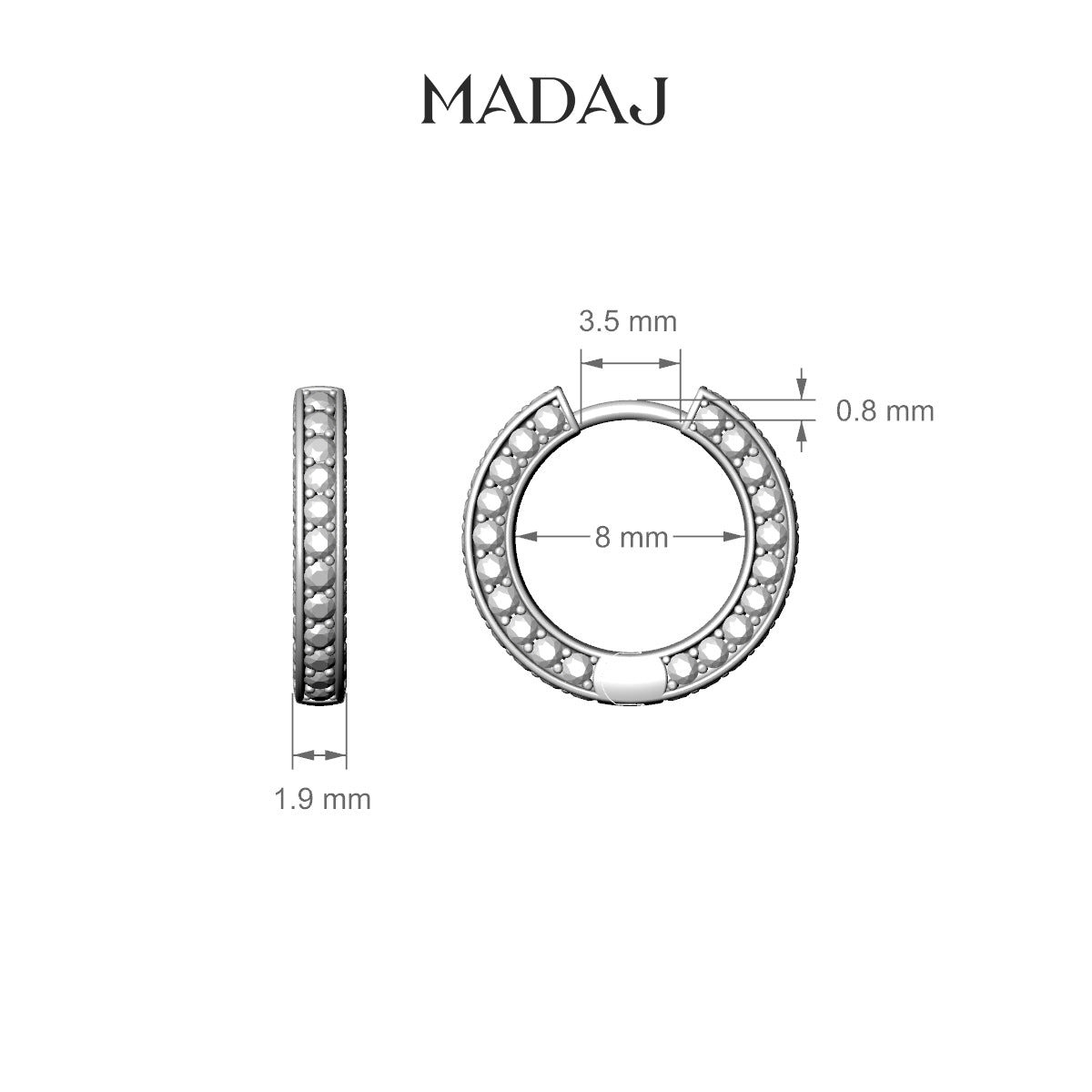 Damia | 18k Rose Gold 8 mm Emerald Hoop Piercing