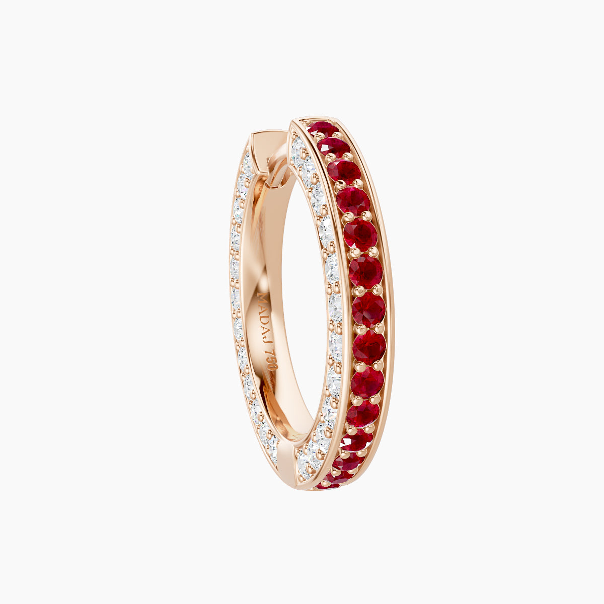 Damia | 18k Rose Gold 9.5 mm Ruby & Diamond Hoop Piercing