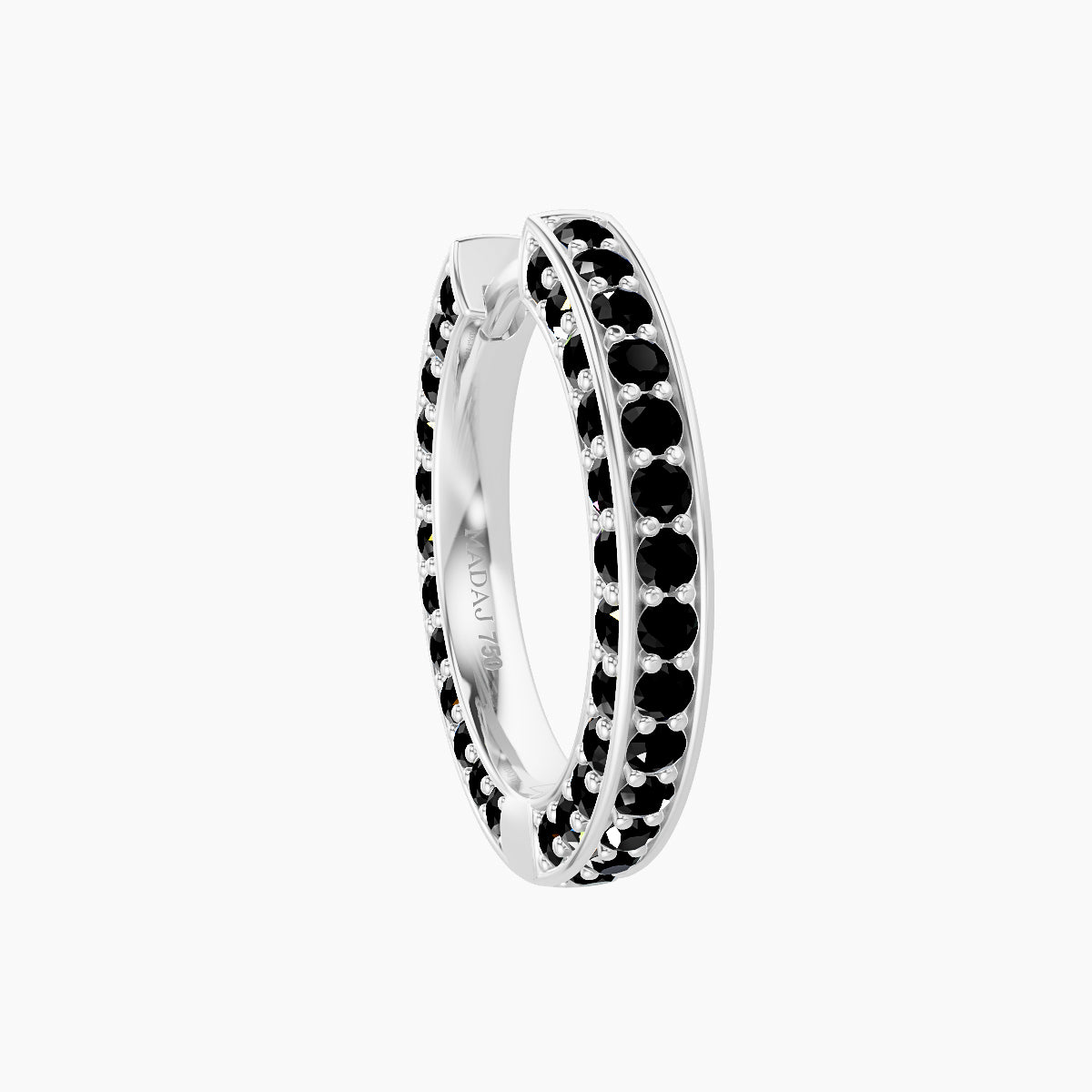 Damia | 18k White Gold 9.5 mm Black Diamond Hoop Piercing