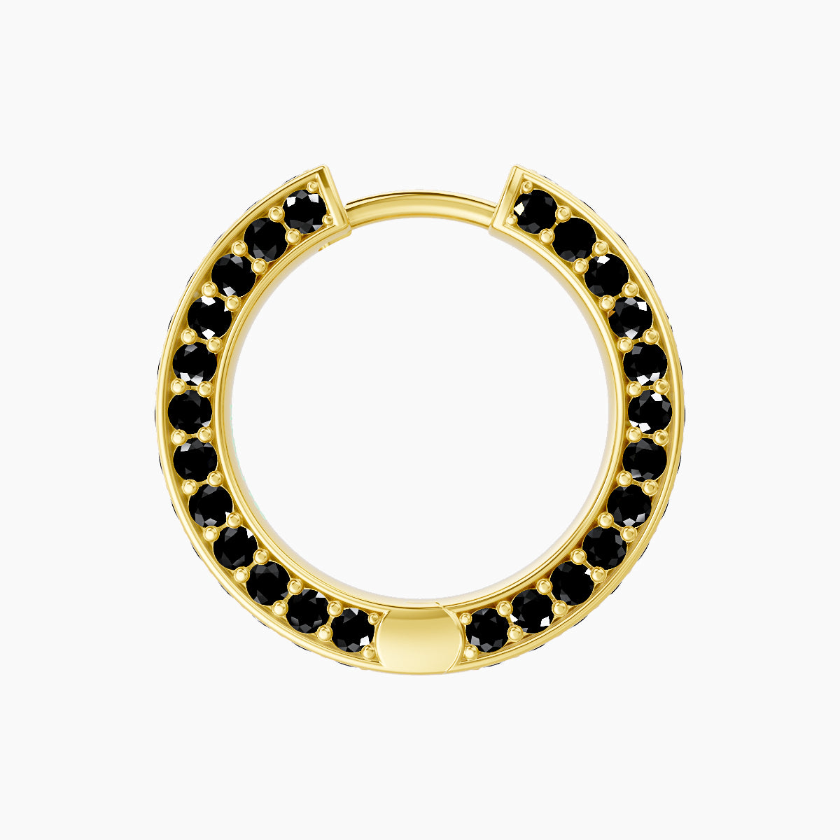 Damia | 18k Yellow Gold 9.5 mm Black Diamond Hoop Piercing